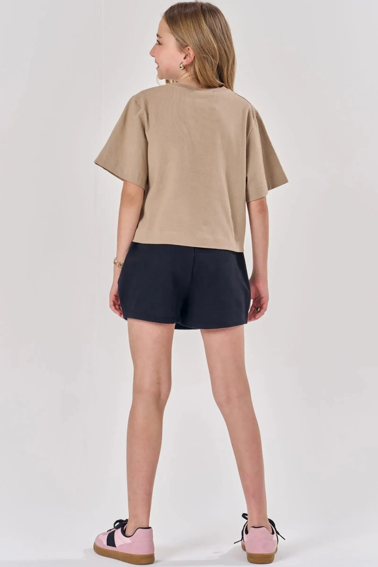 Conjunto de Blusa Boxy em Cotton e Short Saia em Moletom sem Pelúcia 84467 Lilimoon Teen Menina