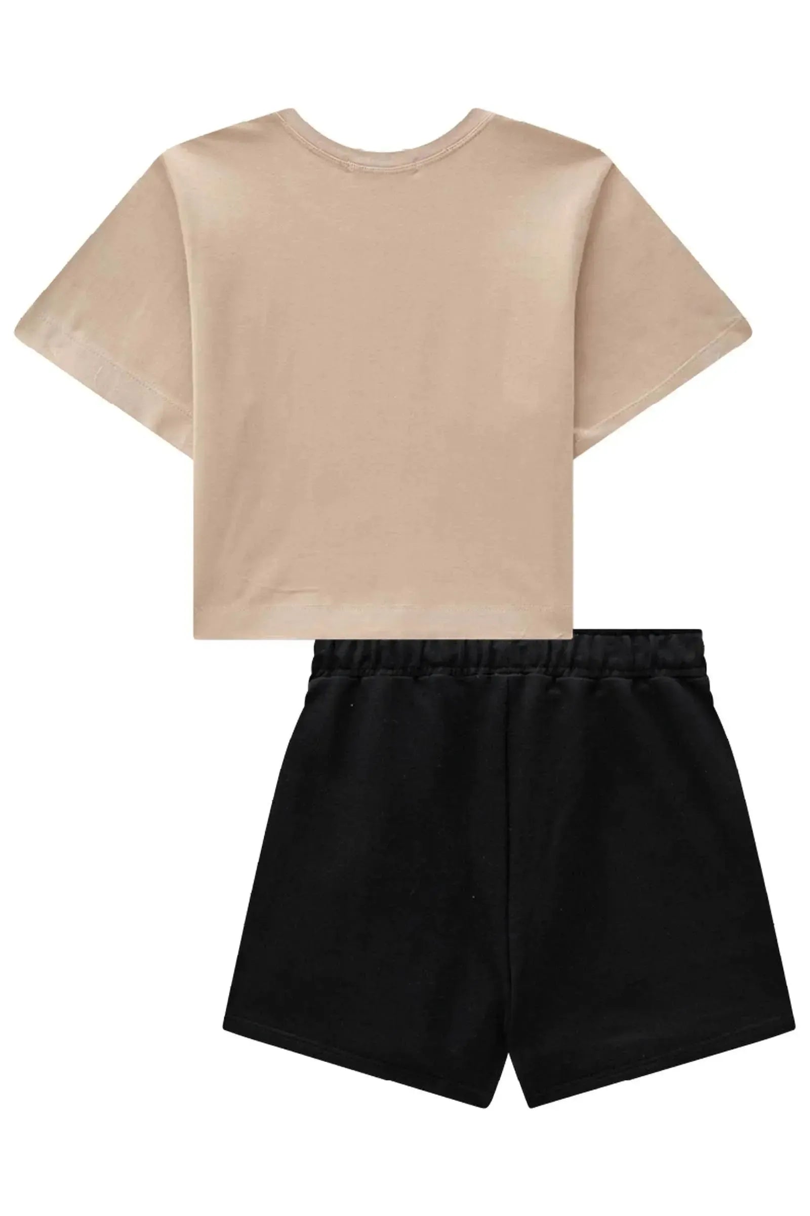 Conjunto de Blusa Boxy em Cotton e Short Saia em Moletom sem Pelúcia 84467 Lilimoon Teen Menina