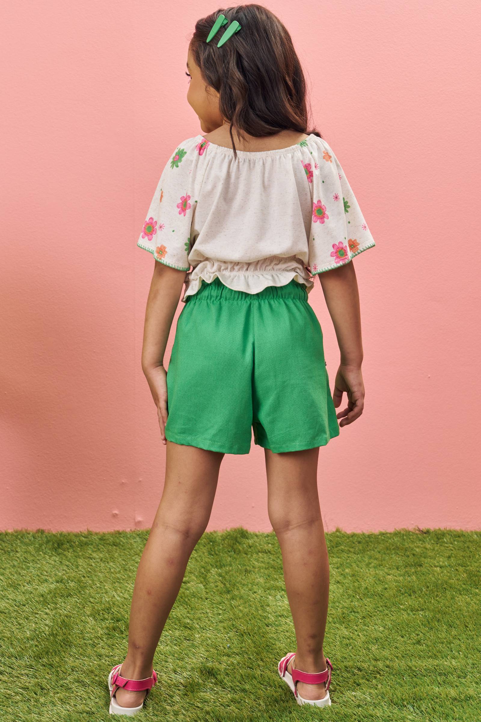 Conjunto de Blusa Boxy em Cotton e Shorts em Blend de Linho 76997 Kukiê