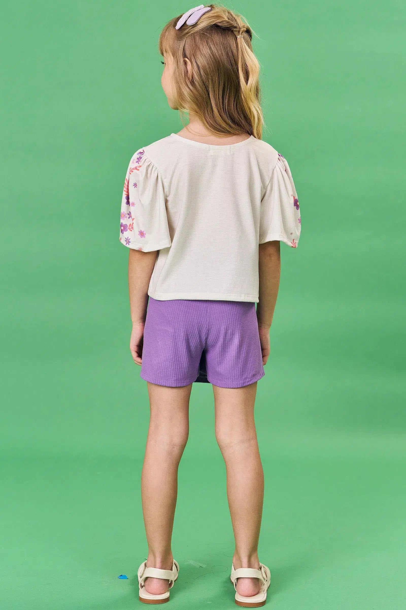 Conjunto Infantil de Blusa Boxy em Malha Fresh com Short Saia em Canelado Maui 81525 Infanti