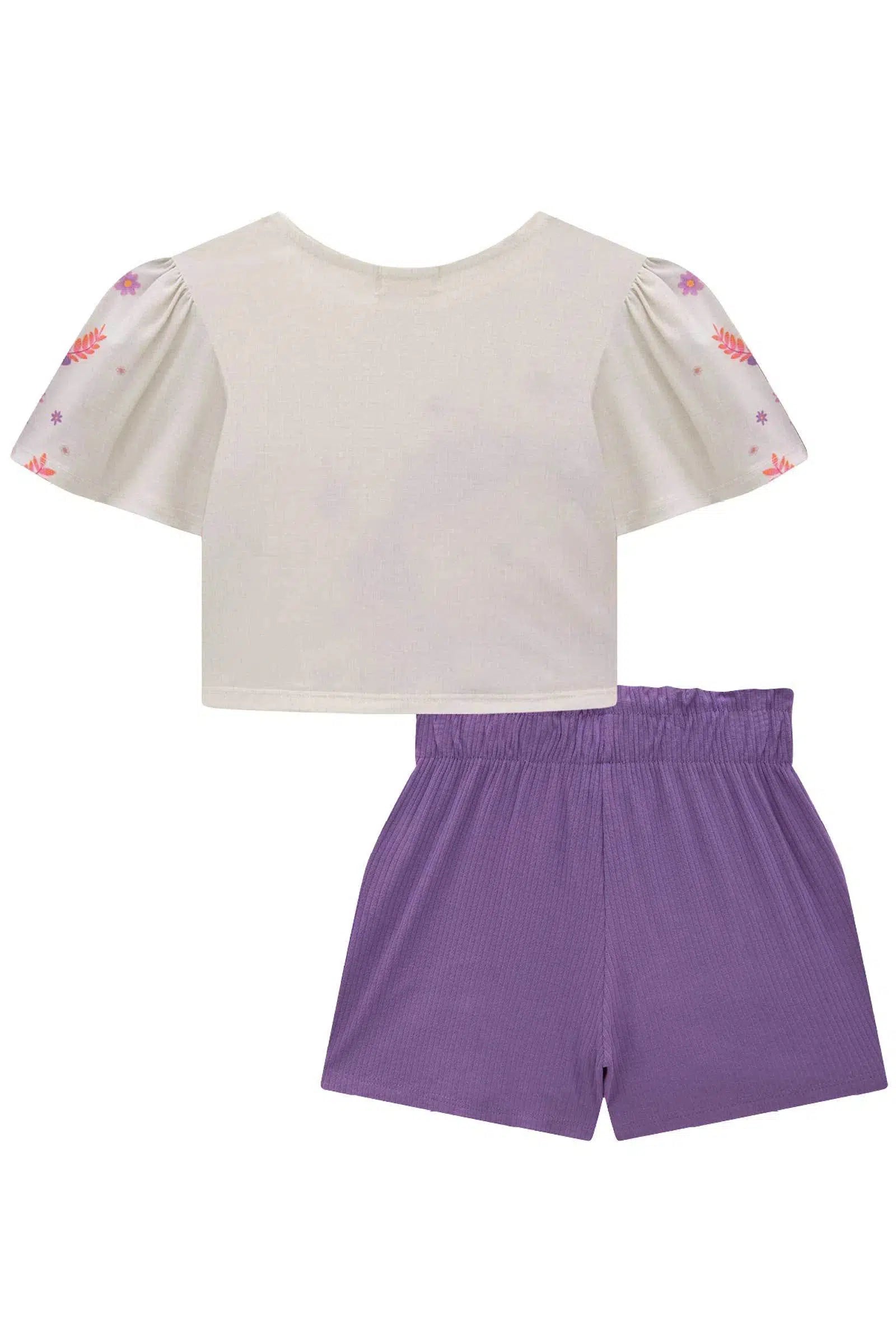 Conjunto Infantil de Blusa Boxy em Malha Fresh com Short Saia em Canelado Maui 81525 Infanti