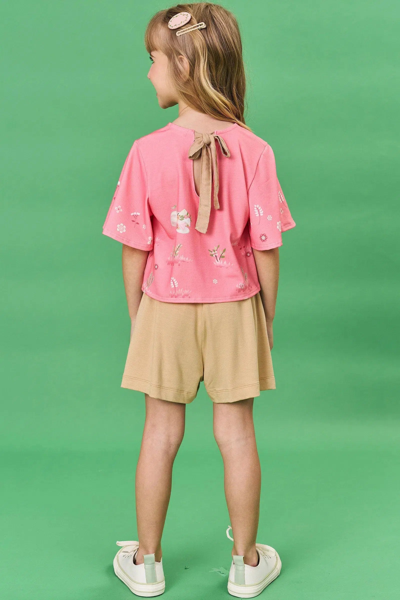 Conjunto Infantil de Blusa Boxy em Malha Fresh com Shorts em Molevisco 81492 Infanti