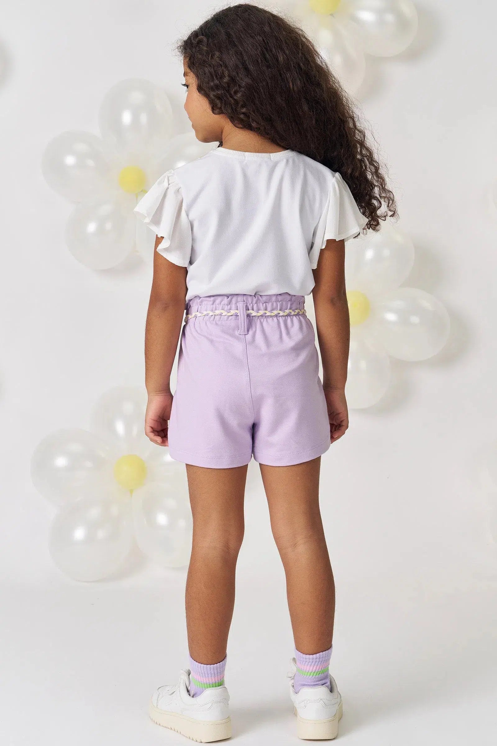 Conjunto Infantil Menina de Blusa Boxy em Malha Power e Short Saia em Molevisco 81597 Kukiê