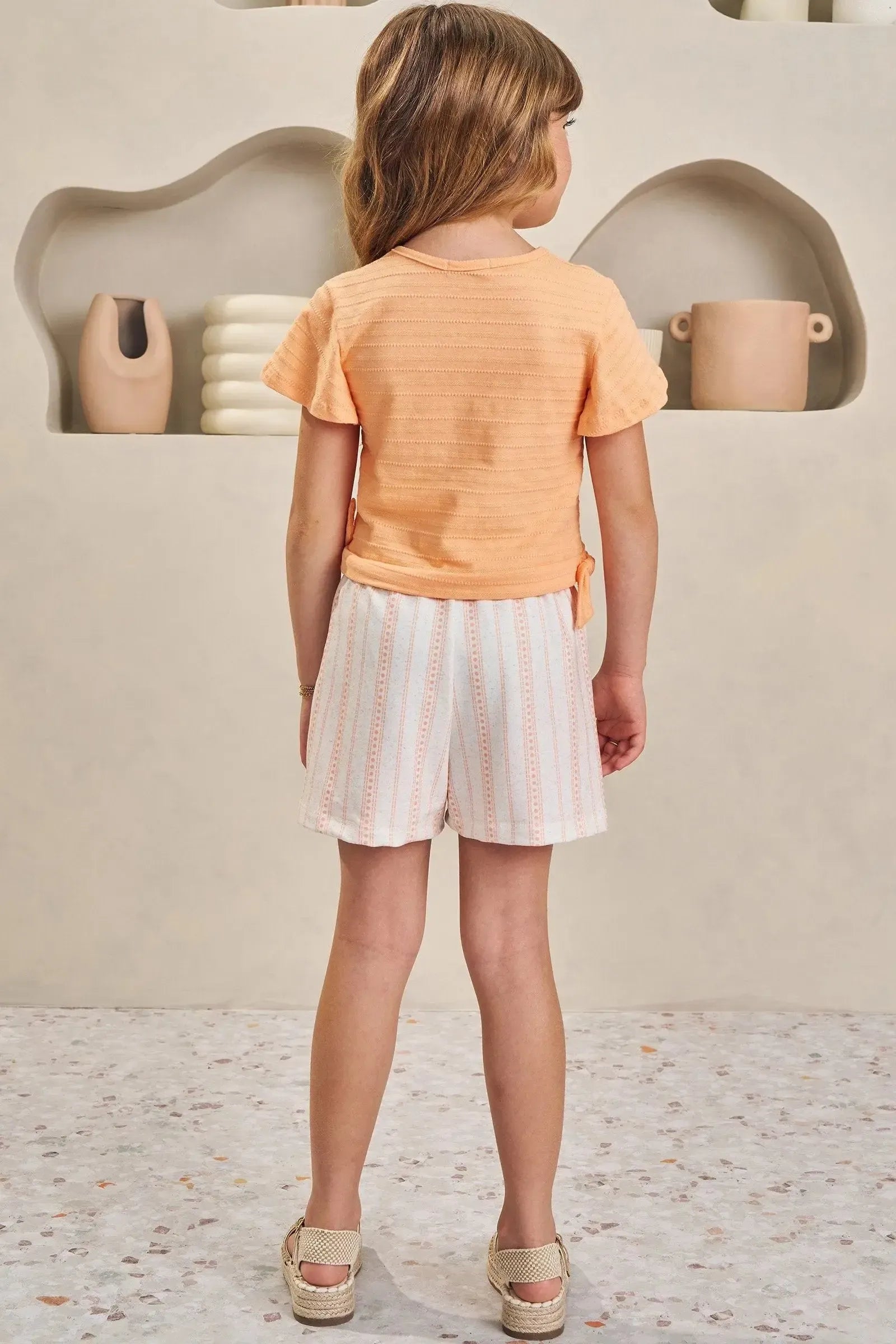 Conjunto de Blusa Boxy em Malha Textura e Shorts em Molecotton 84877 Infanti Infantil Menina