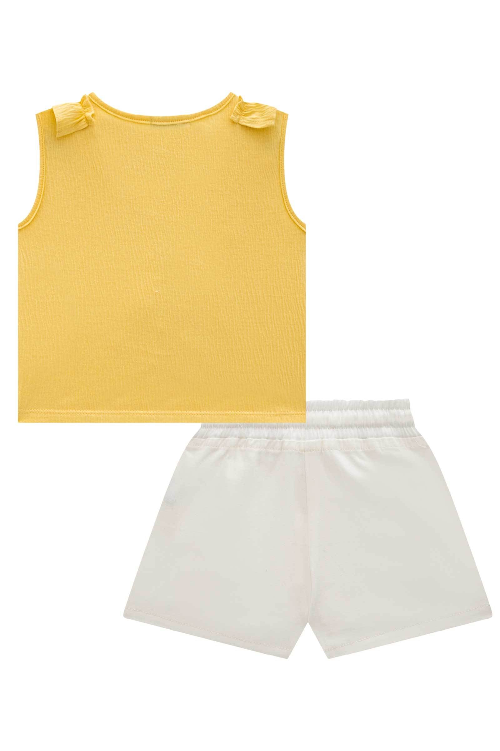 Conjunto de Blusa Boxy em Malha Wave e Shorts em Sarja Ônix com Elastano 77450 Kukiê