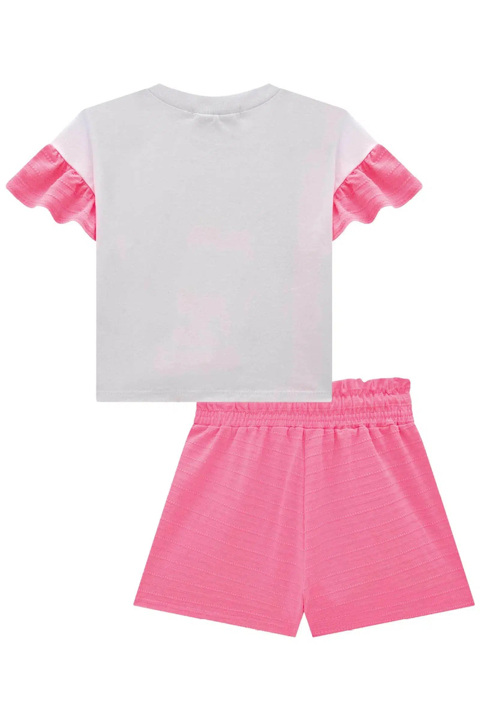 Conjunto de Blusa Boxy em Meia Malha e Shorts em Malha Textura. 77933 Kukiê