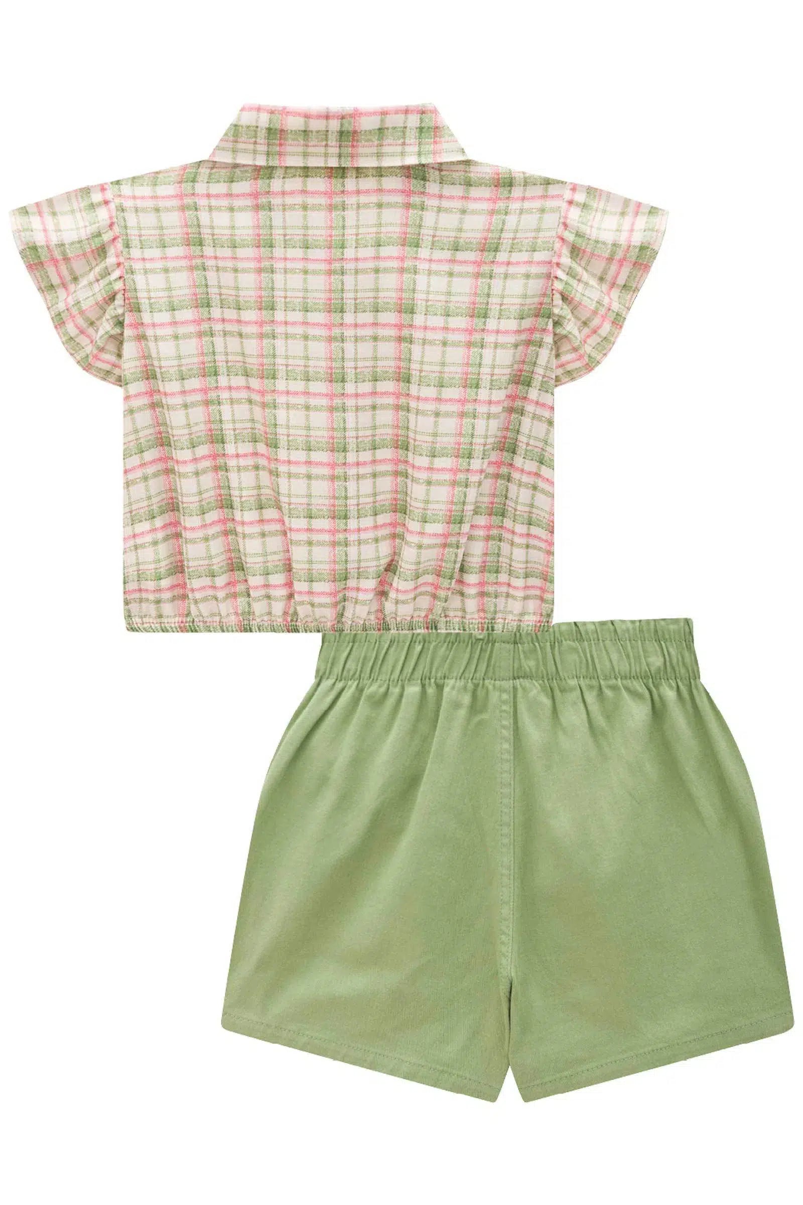 Conjunto Infantil de Blusa Boxy em Visco Twill e Short Saia em Sarja com Elastano 81515 Infanti