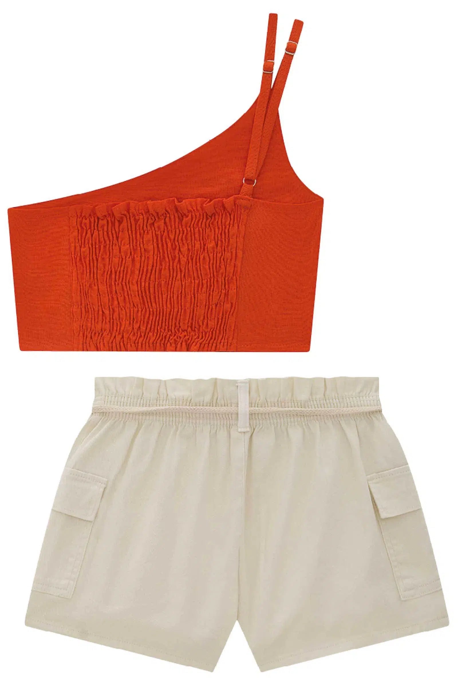 Conjunto de Blusa Cropped em New Linox e Shorts em Sarja com Elastano 77525 Lilimoon