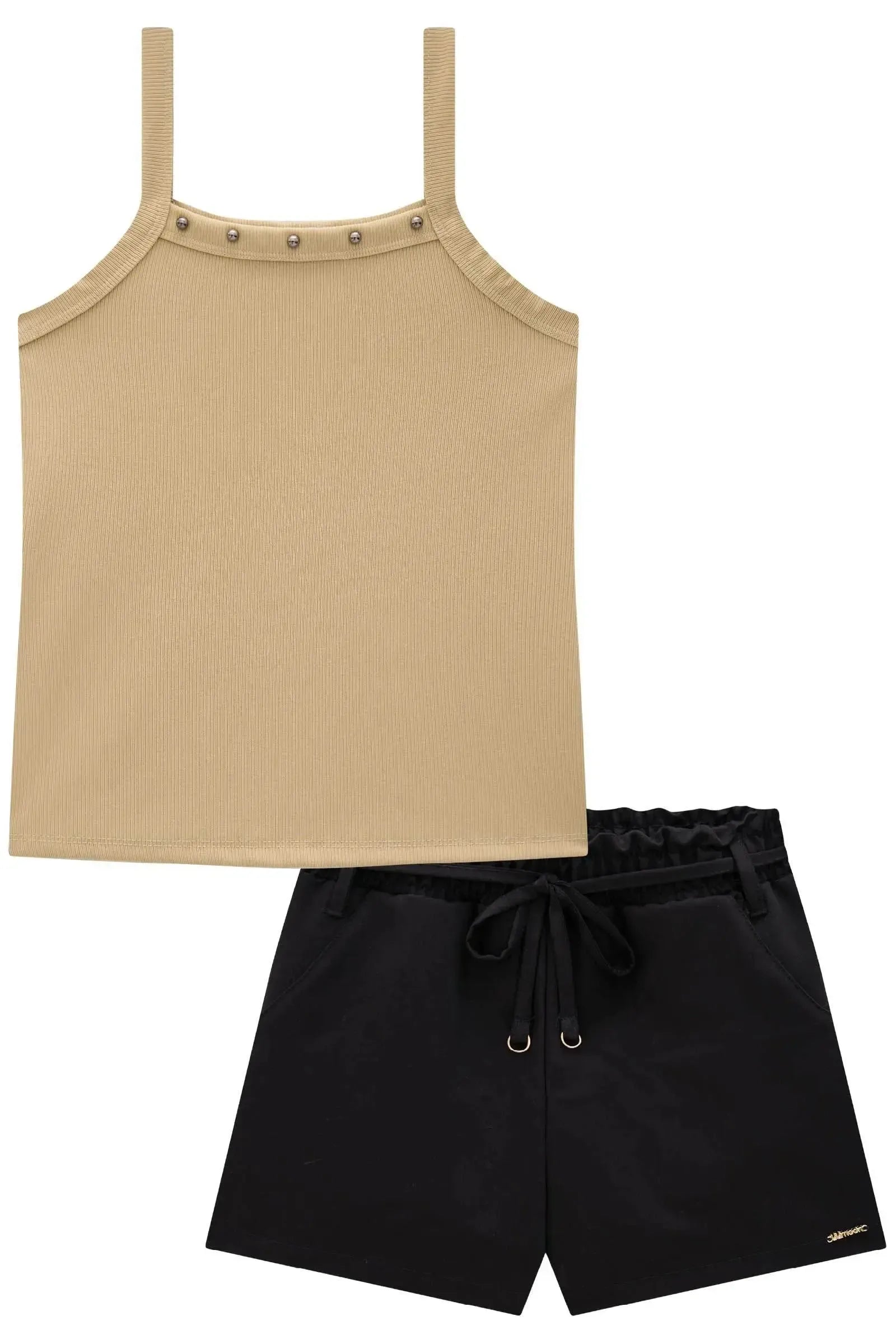 Conjunto de Blusa em Canelado e Shorts em Tecido Plano de Viscose 83826 Lilimoon Teen Menina