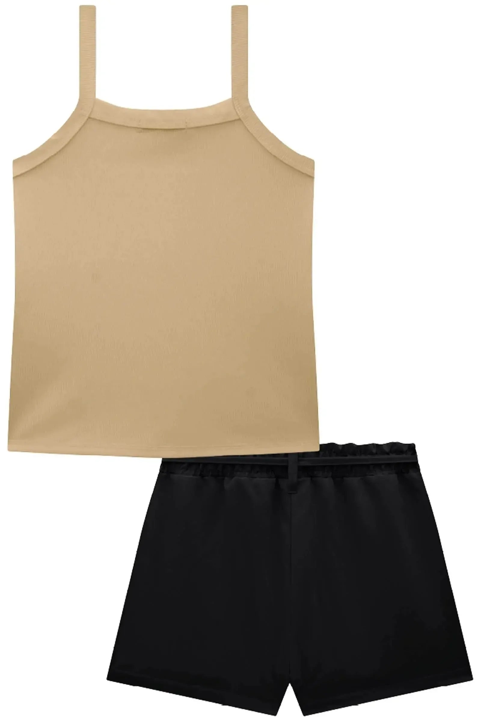 Conjunto de Blusa em Canelado e Shorts em Tecido Plano de Viscose 83826 Lilimoon Teen Menina