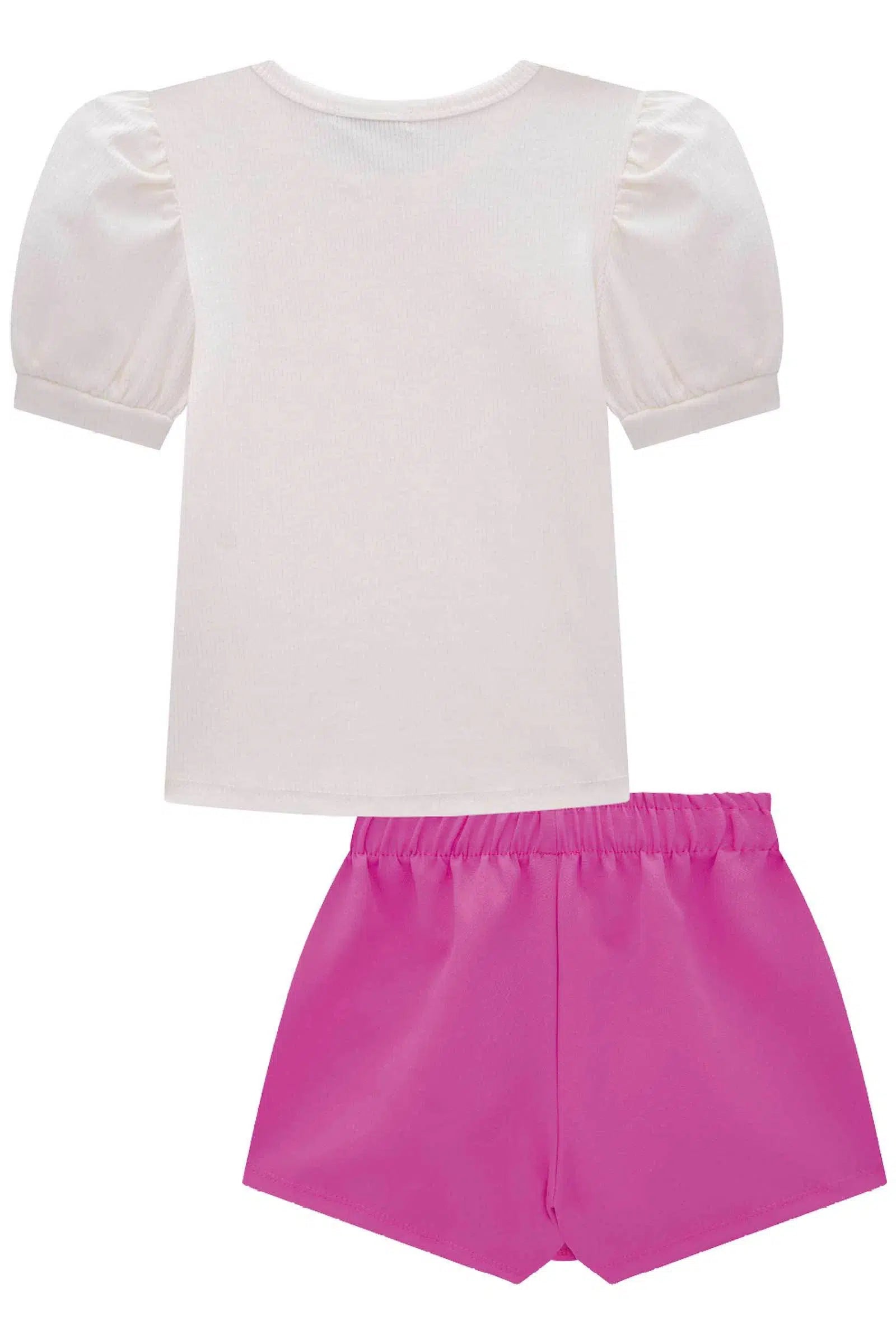 Conjunto Infantil de Blusa em Canelado Liz e Short Saia em Alfaiataria 81631 Infanti