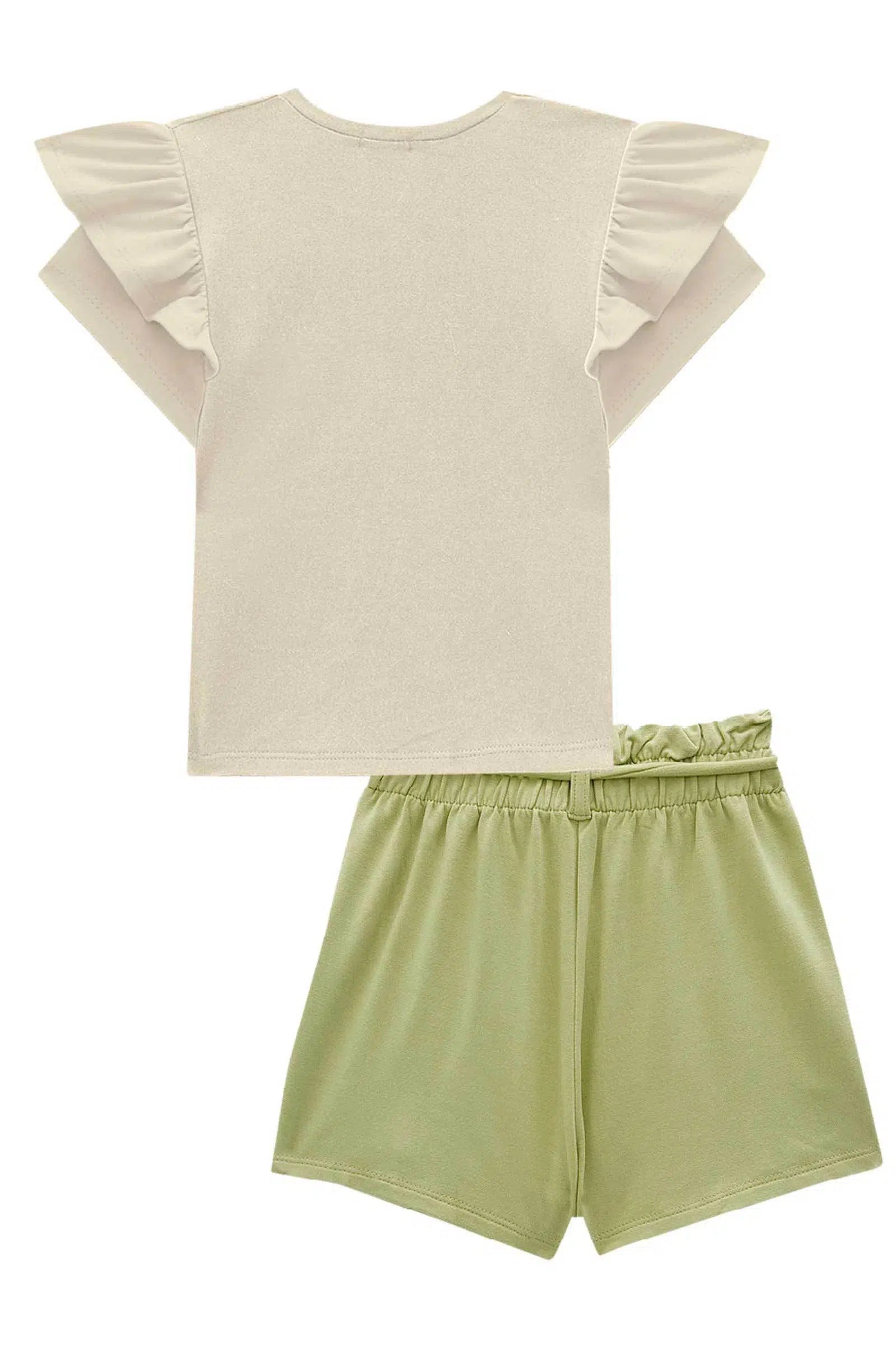 Conjunto Infantil de Blusa em Cotton com Short Saia em Molevisco 82212 Infanti