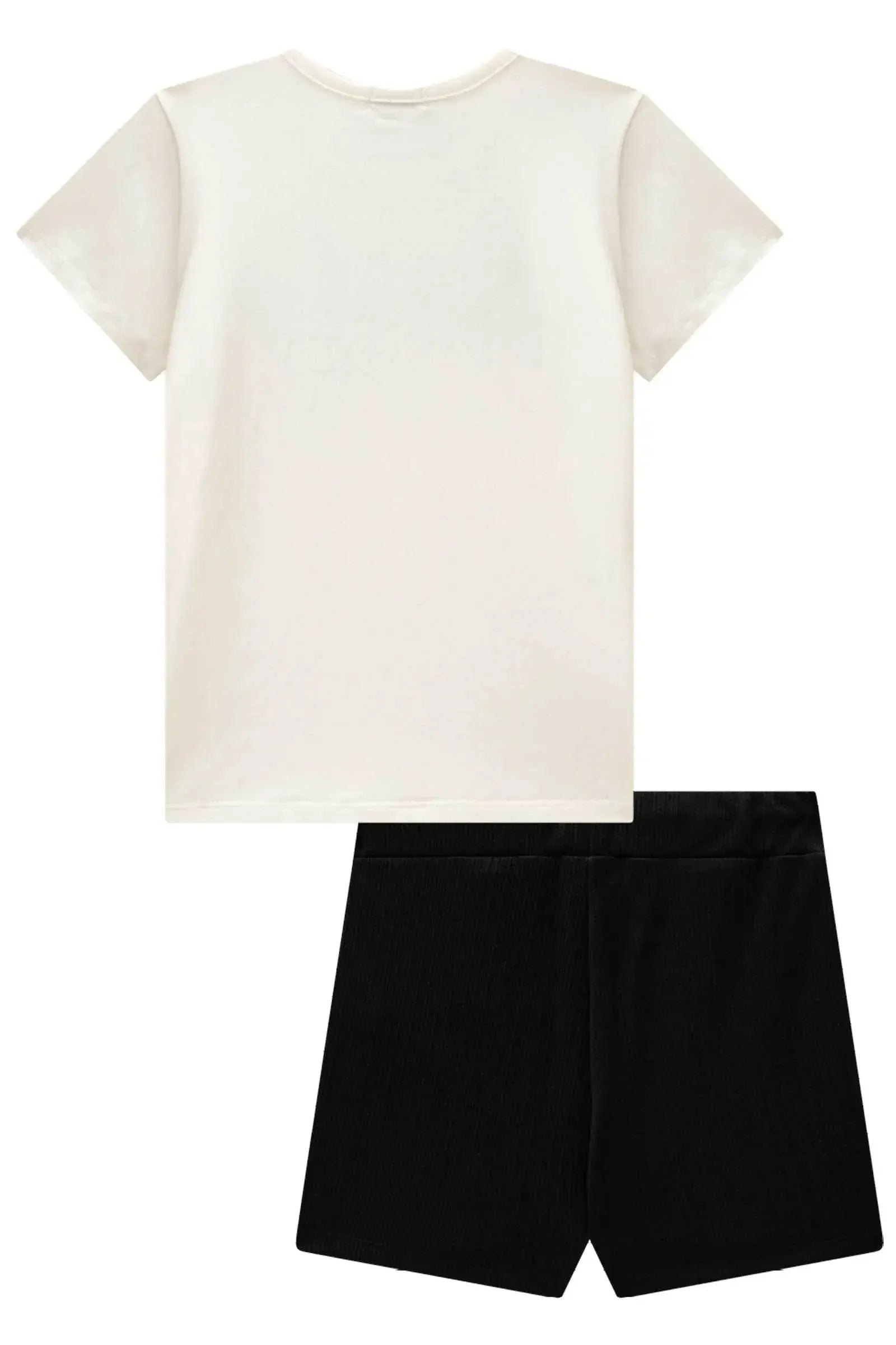 Conjunto de Blusa em Cotton e Short Saia em Malha Jacquard 85294 Infanti Infantil Menina