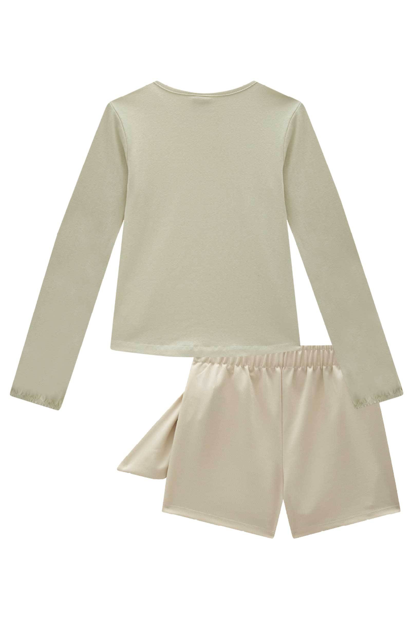 Conjunto de Blusa em Cotton e Short Saia em Malha Twill 79810 Infanti Infantil Menina