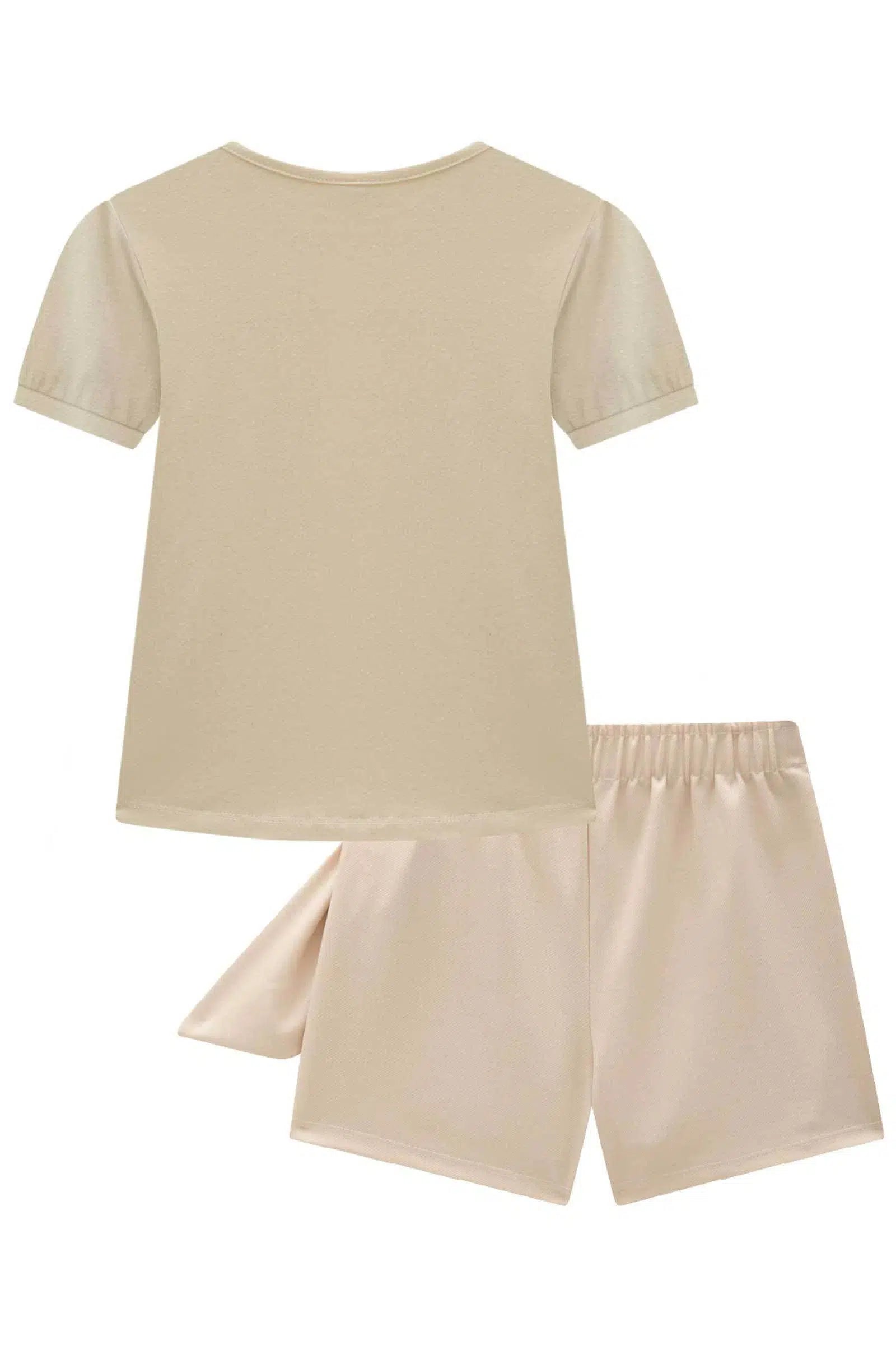 Conjunto Infantil de Blusa em Cotton e Short Saia em Malha Twill Brilho 82206 Infanti