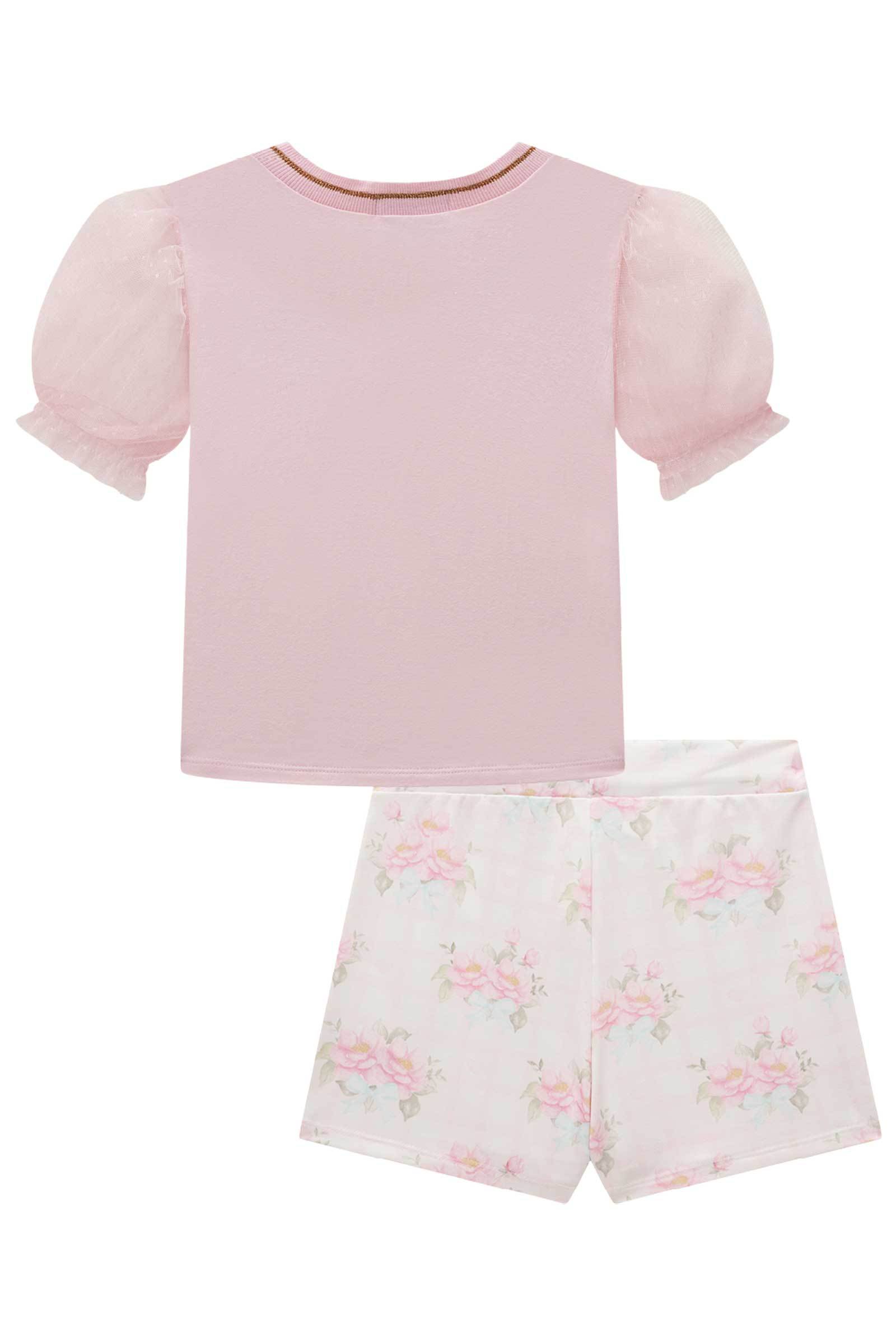 Conjunto de Blusa em Cotton e Short Saia em Molecotton 78357 Kukiê