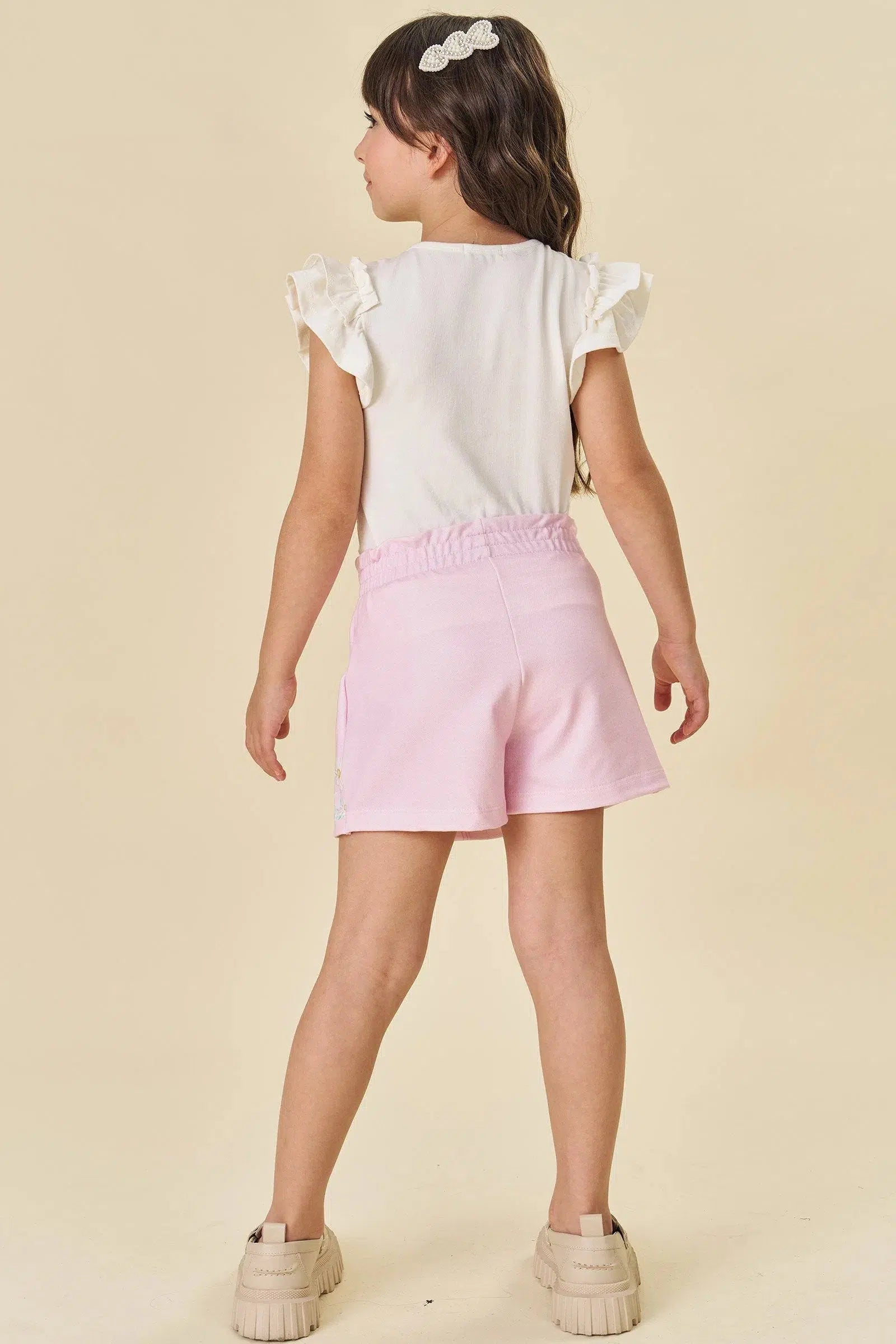 Conjunto Infantil de Blusa em Cotton e Short Saia em Molecotton 81534 Infanti