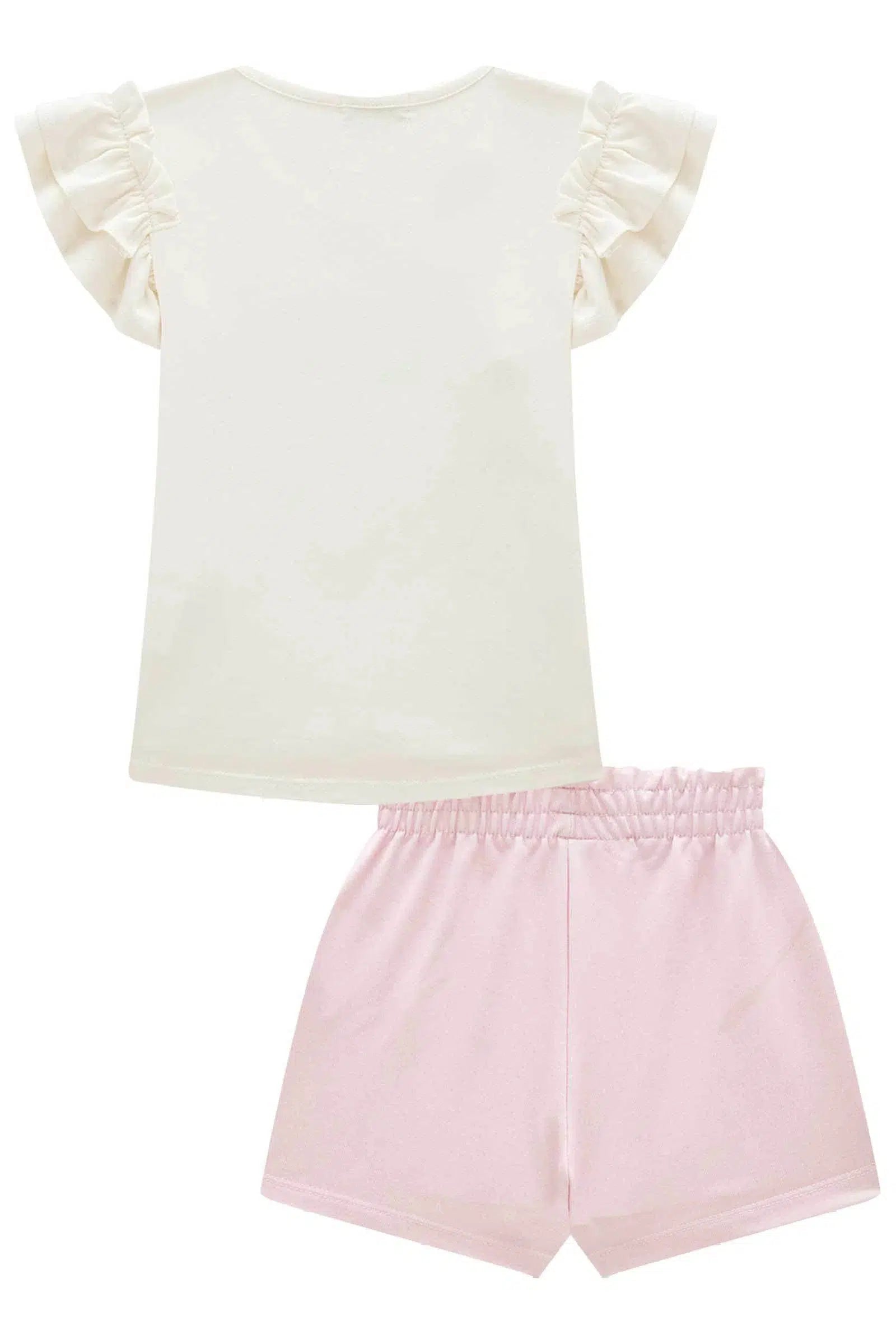 Conjunto Infantil de Blusa em Cotton e Short Saia em Molecotton 81534 Infanti