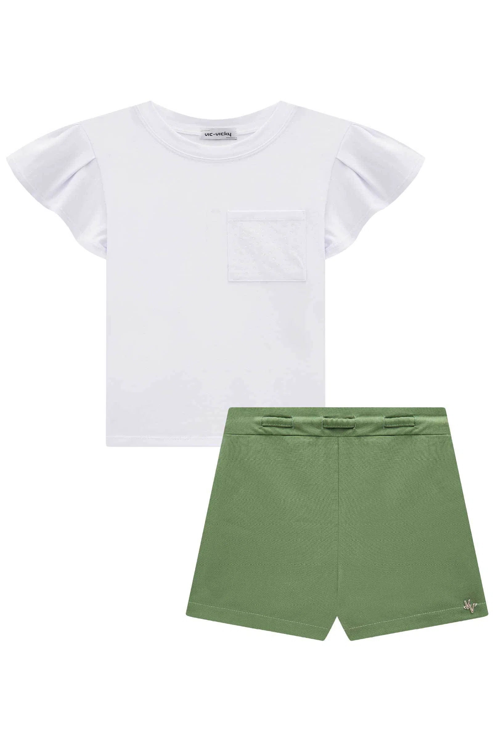 Conjunto de Blusa em Cotton e Shorts em Linho 75522 Vic&Vicky