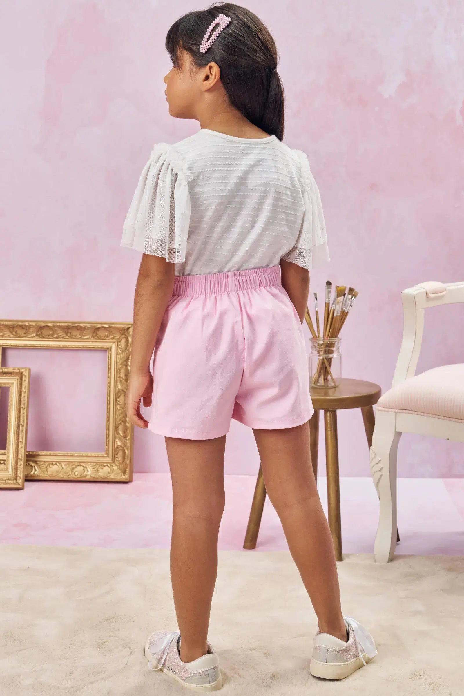 Conjunto de Blusa em Cotton e Shorts em Sarja Ônix com Elastano 77989 Kukiê