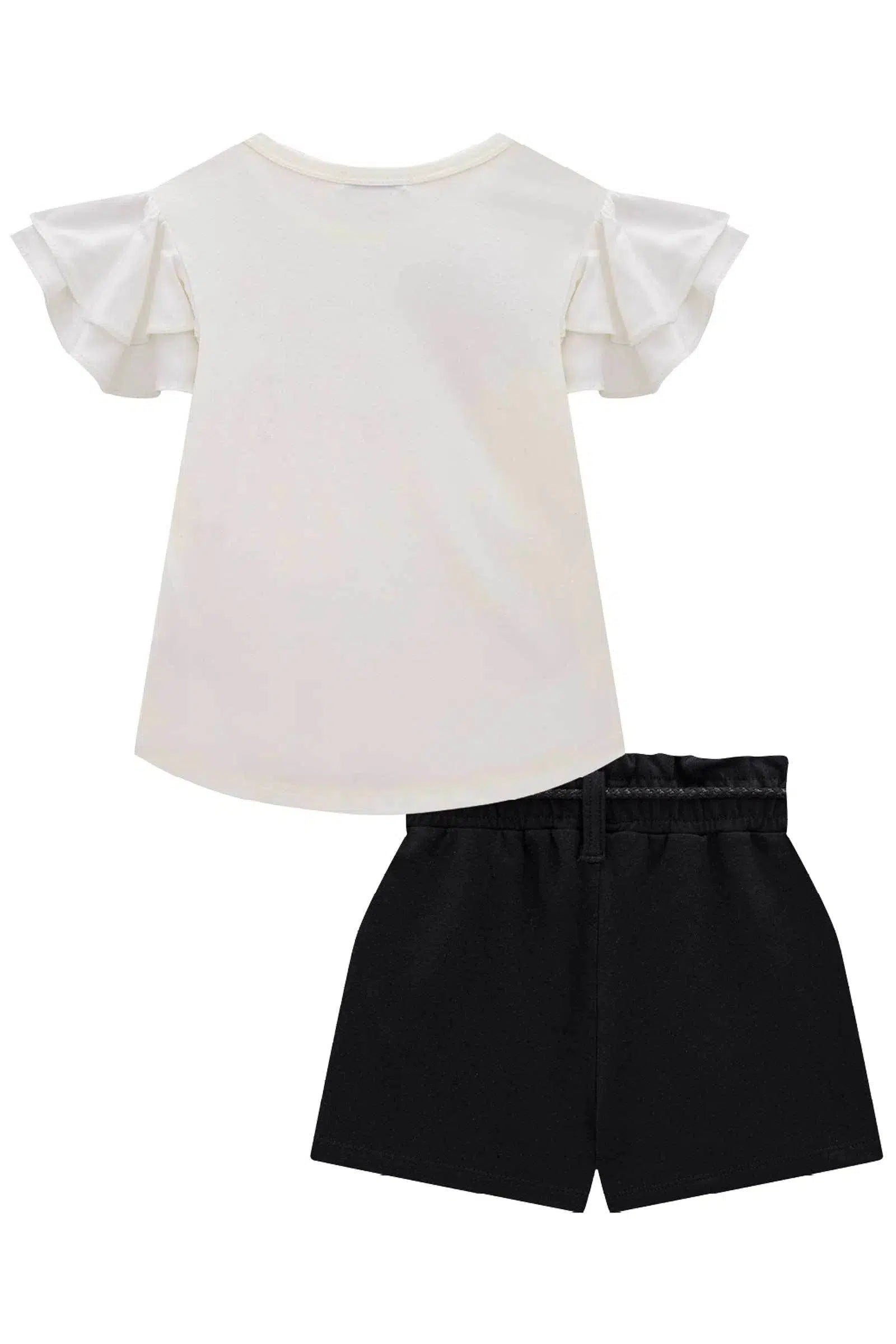 Conjunto Infantil de Blusa em Cotton e Viscose e Short Saia em Molecotton 81529 Infanti