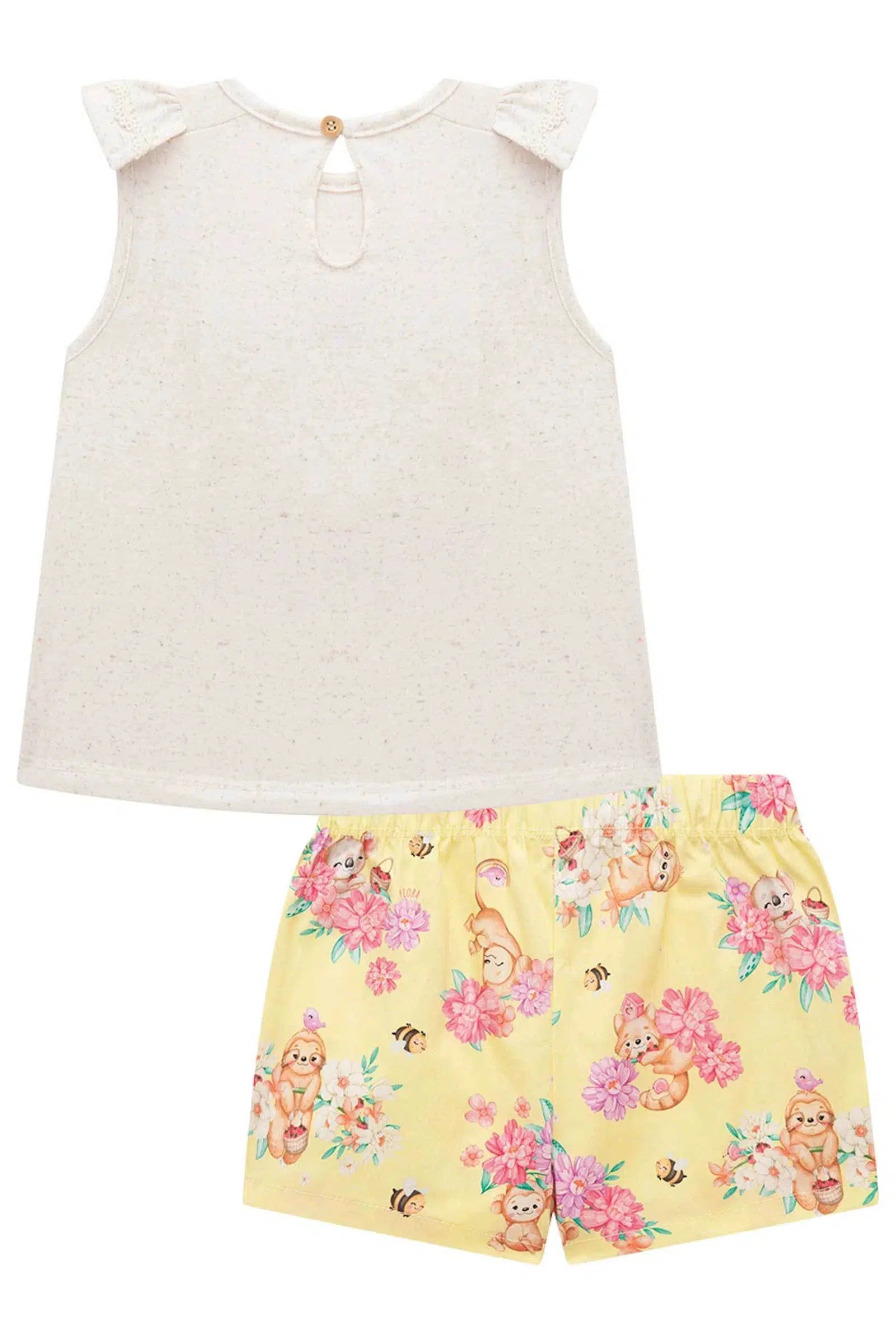 Conjunto de Blusa em Cotton Linho com Shorts em Sarja Daryl com Elastano 74721 Infanti