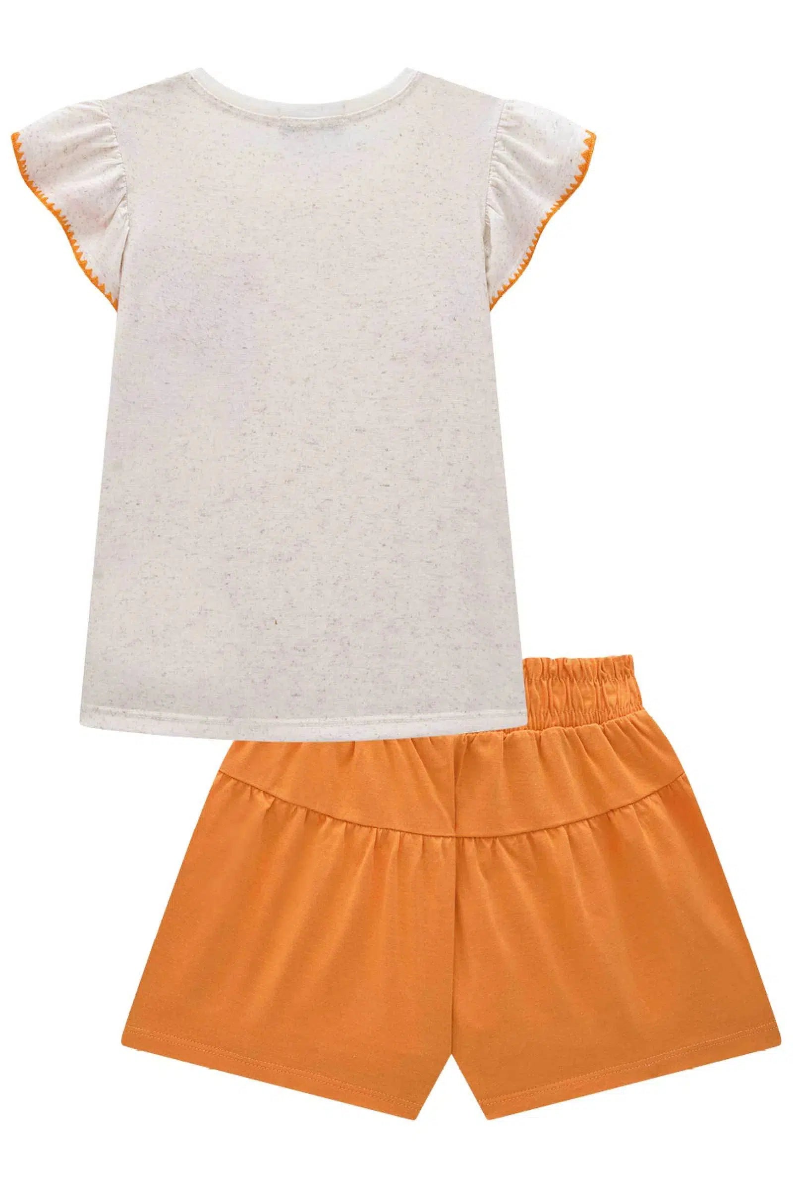 Conjunto de Blusa em Cotton Linho de Shorts em Meia Malha 77514 Kukiê