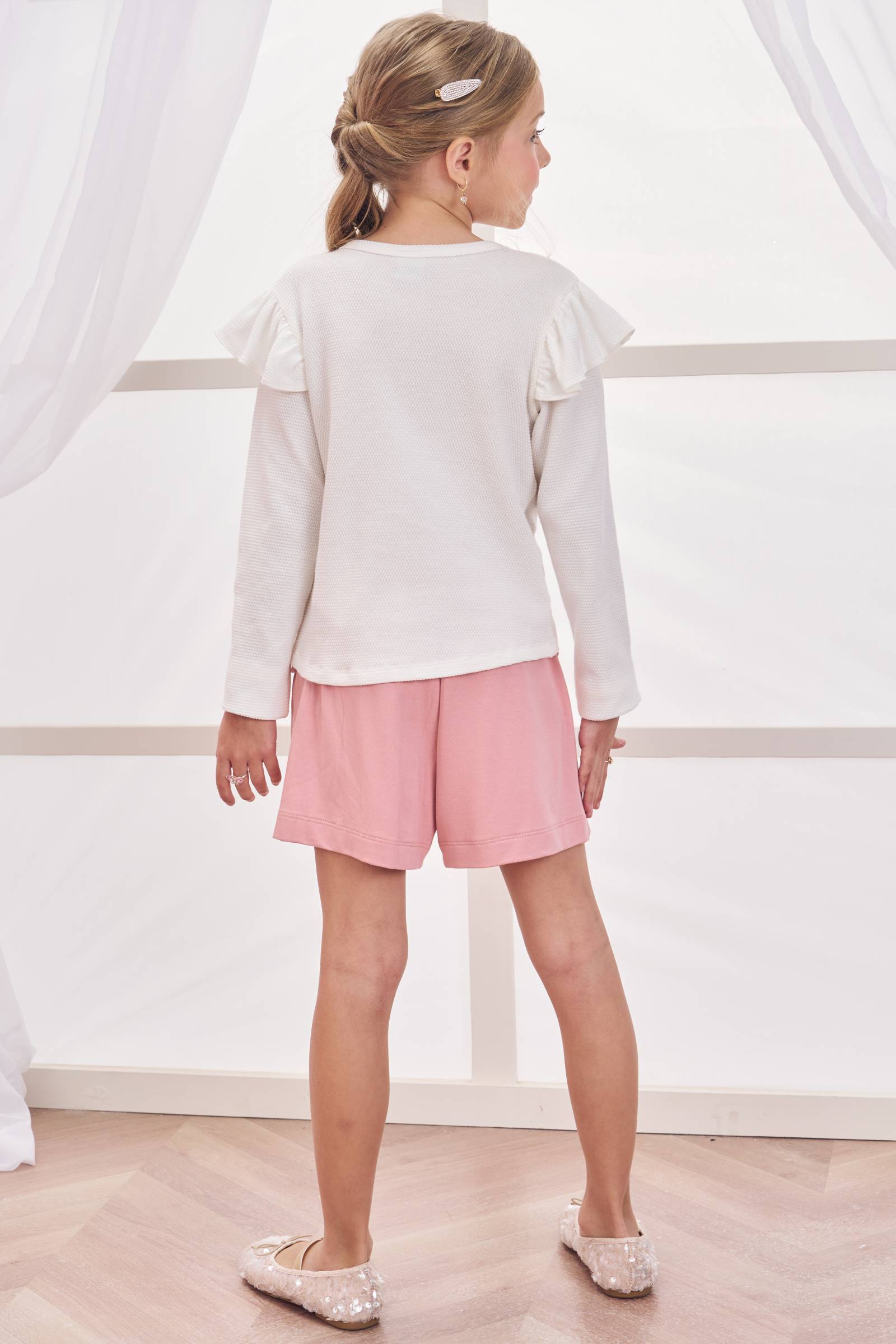 Conjunto de Blusa em Malha Bee e Shorts em Molevisco 80143 Infanti Infantil Menina