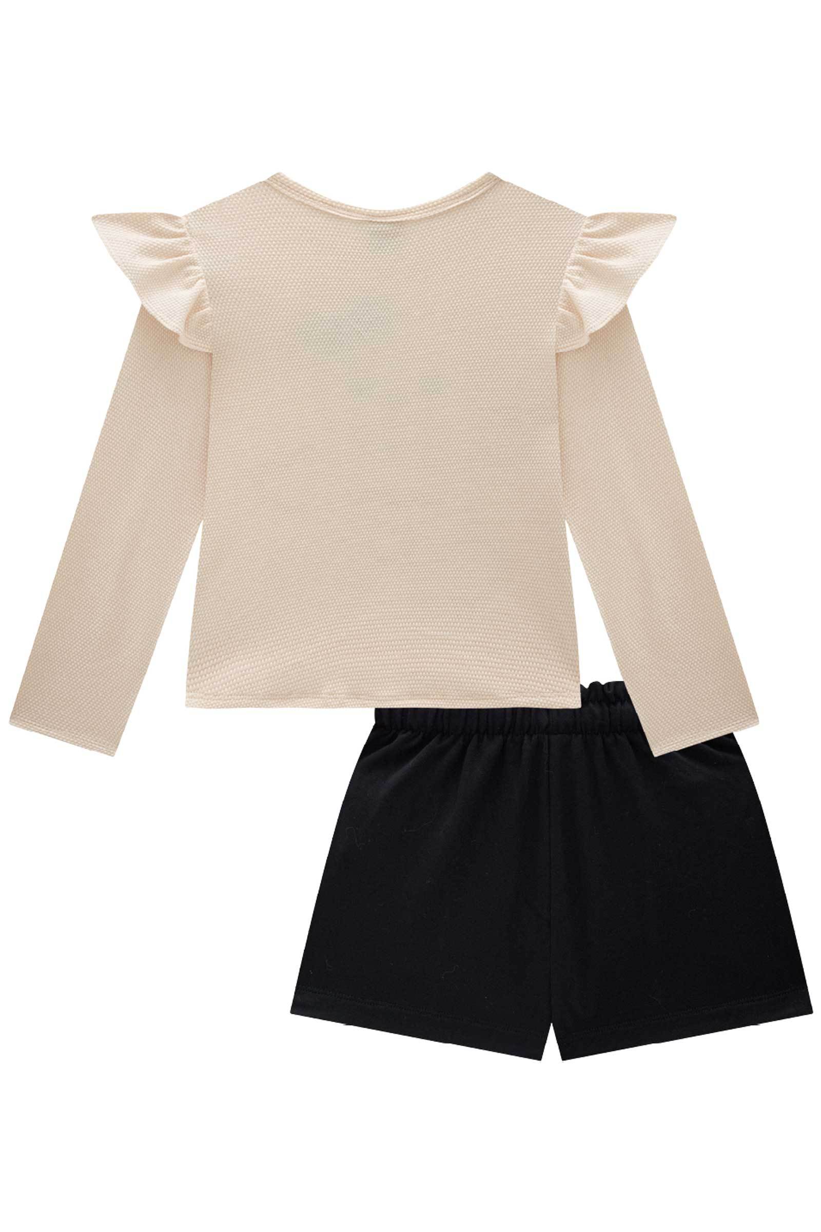 Conjunto de Blusa em Malha Bee e Shorts em Molevisco 80143 Infanti Infantil Menina