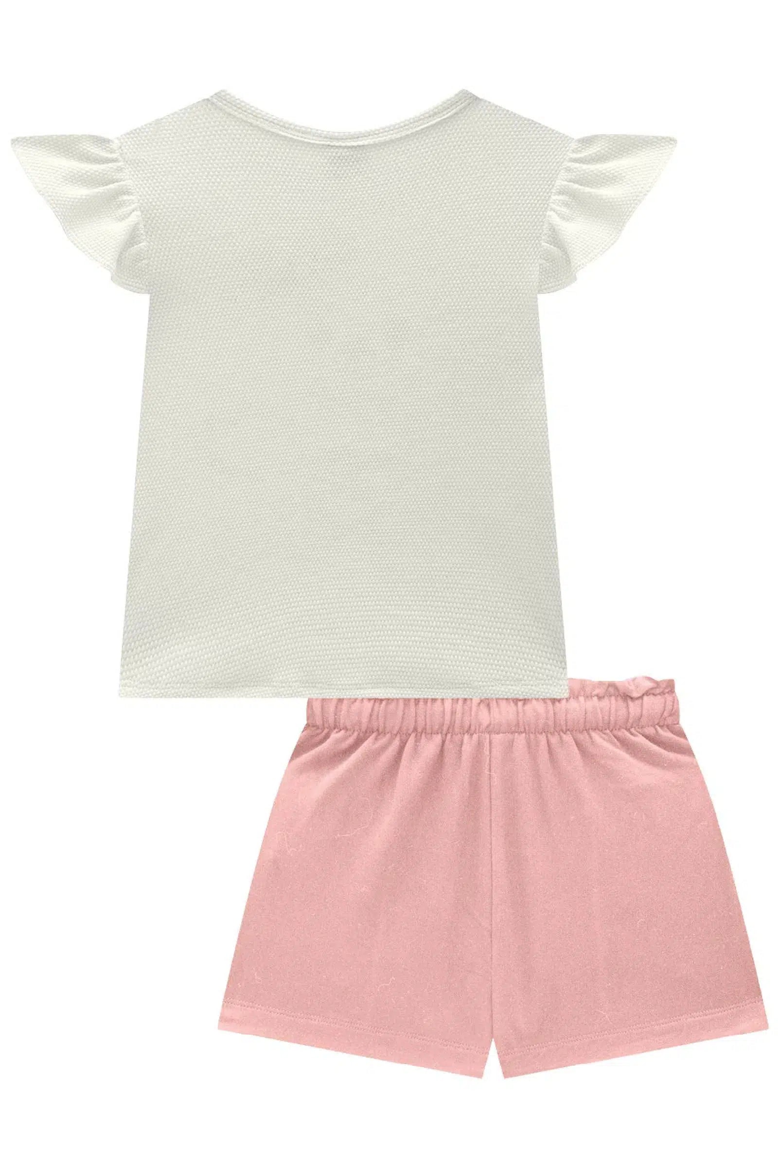 Conjunto Infantil de Blusa em Malha Bee e Shorts em Molevisco 82178 Infanti