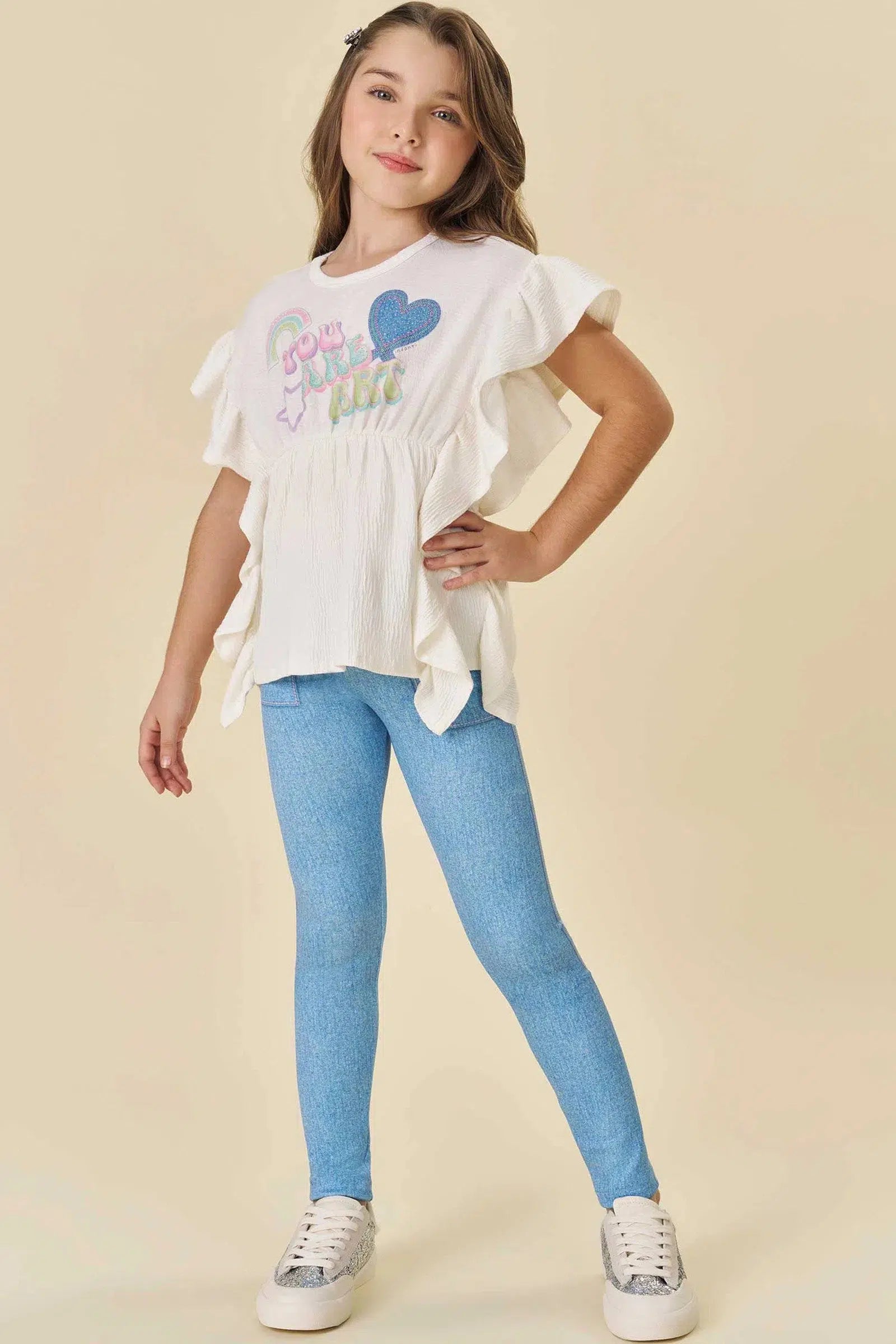 Conjunto Infantil de Blusa em Malha Wave e Calça Legging em Fly Tech 82231 Infanti