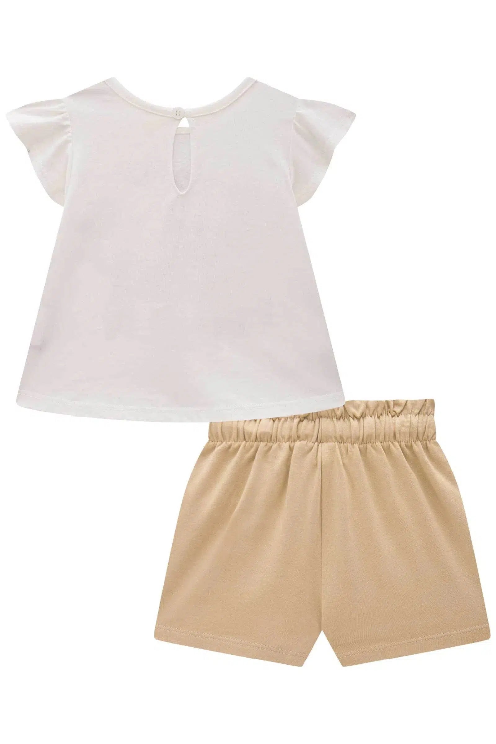 Conjunto Bebê de Blusa em Meia Malha com Shorts em Molevisco 81884 Infanti