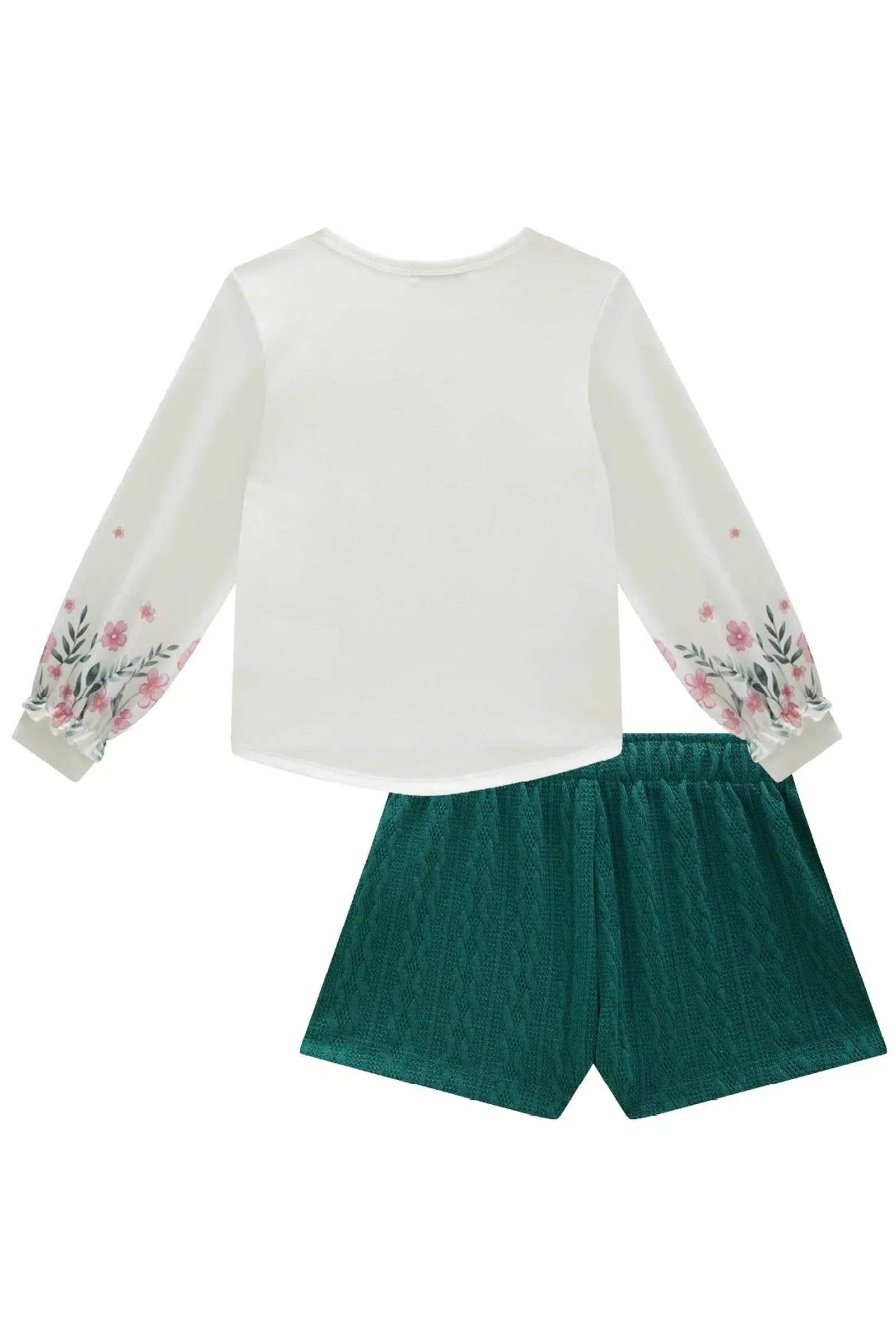 Conjunto de Blusa em Molecotton e Shorts em Tricot Relevo 82977 Kukiê Infantil Menina