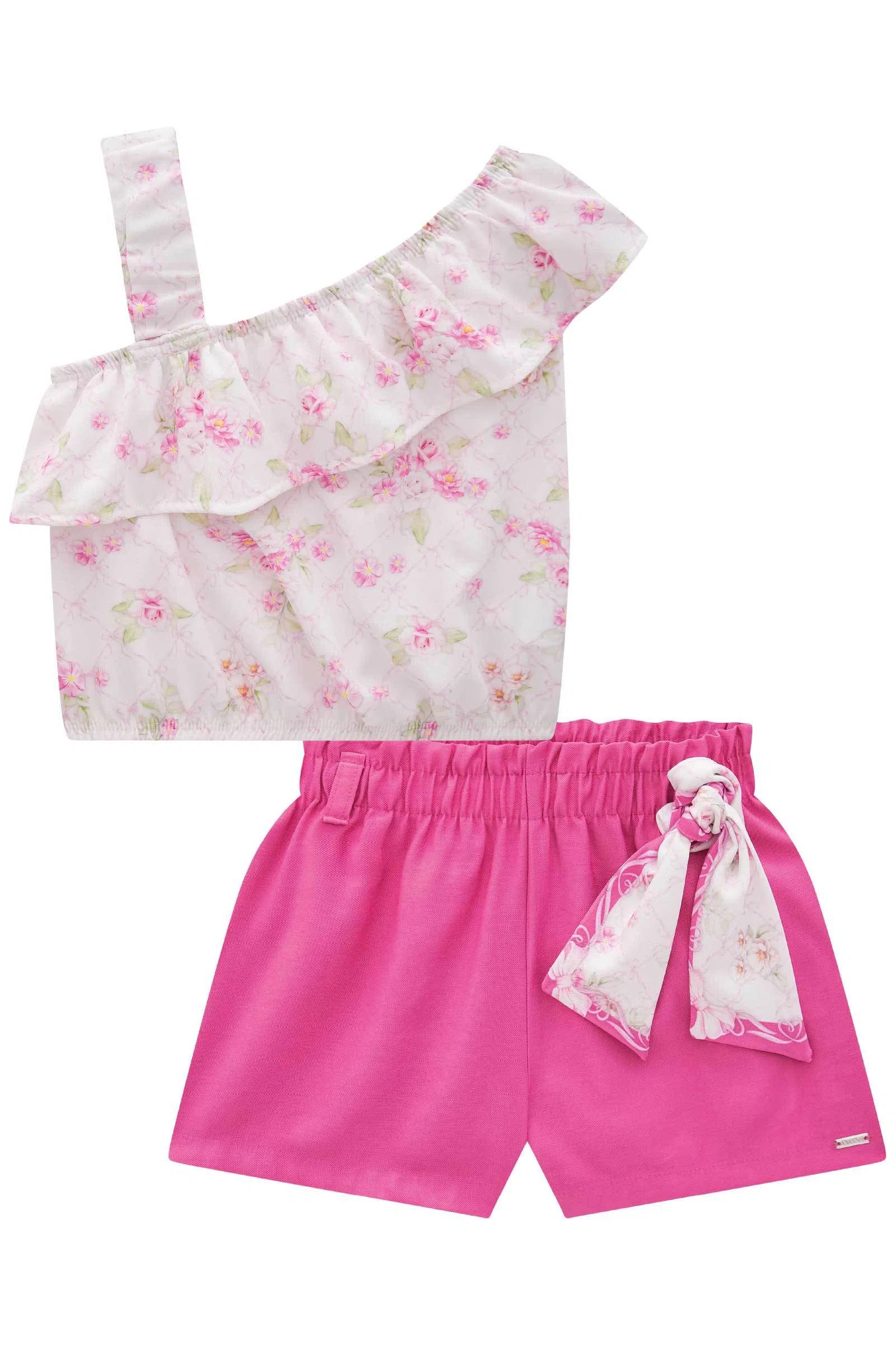 Conjunto Infantil de Blusa em Visco Twill e Shorts em Cupro 81646 Infanti