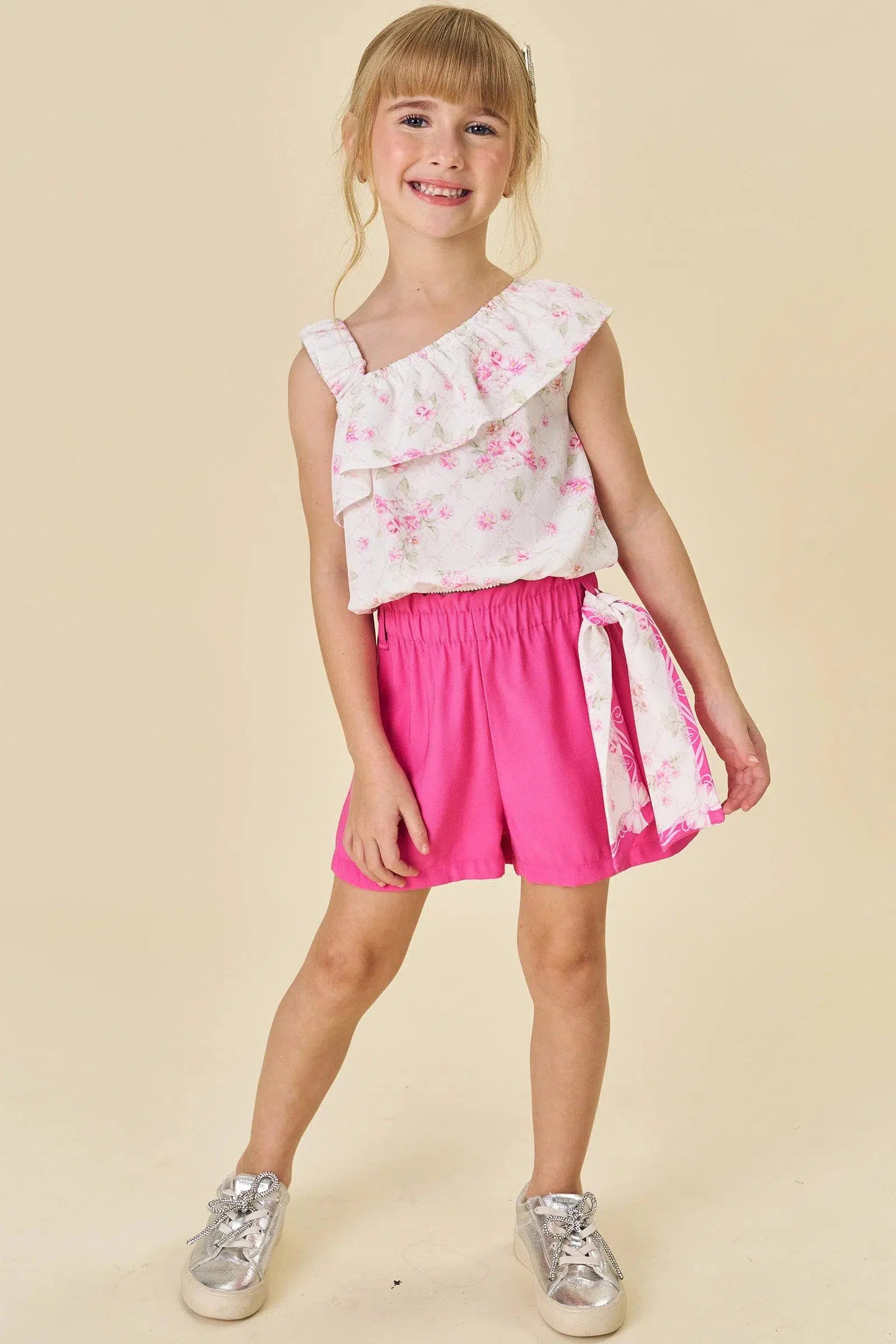 Conjunto Infantil de Blusa em Visco Twill e Shorts em Cupro 81646 Infanti