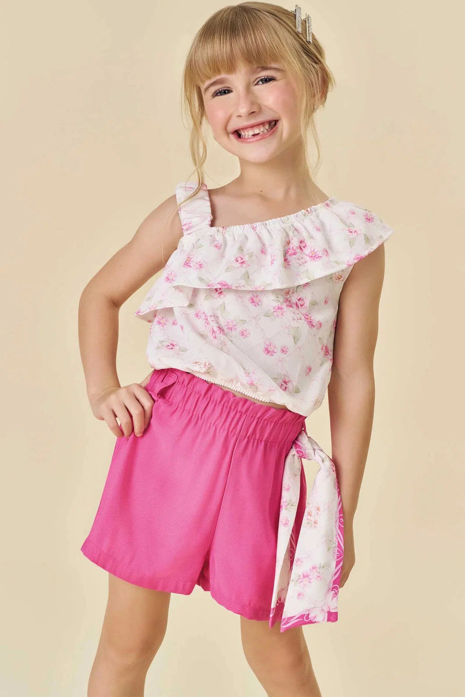 Conjunto Infantil de Blusa em Visco Twill e Shorts em Cupro 81646 Infanti