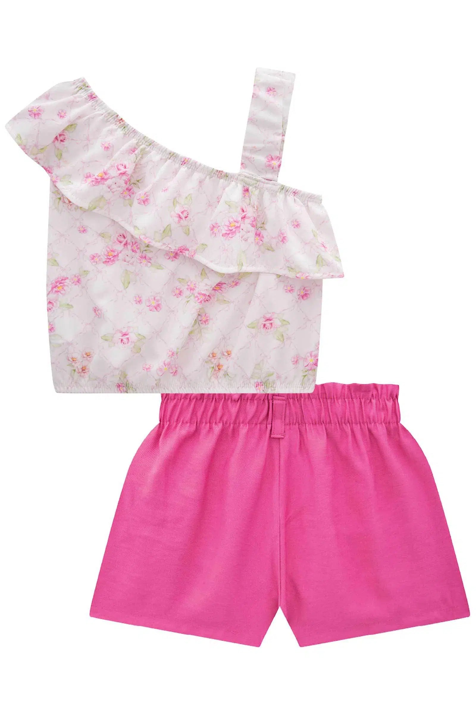 Conjunto Infantil de Blusa em Visco Twill e Shorts em Cupro 81646 Infanti