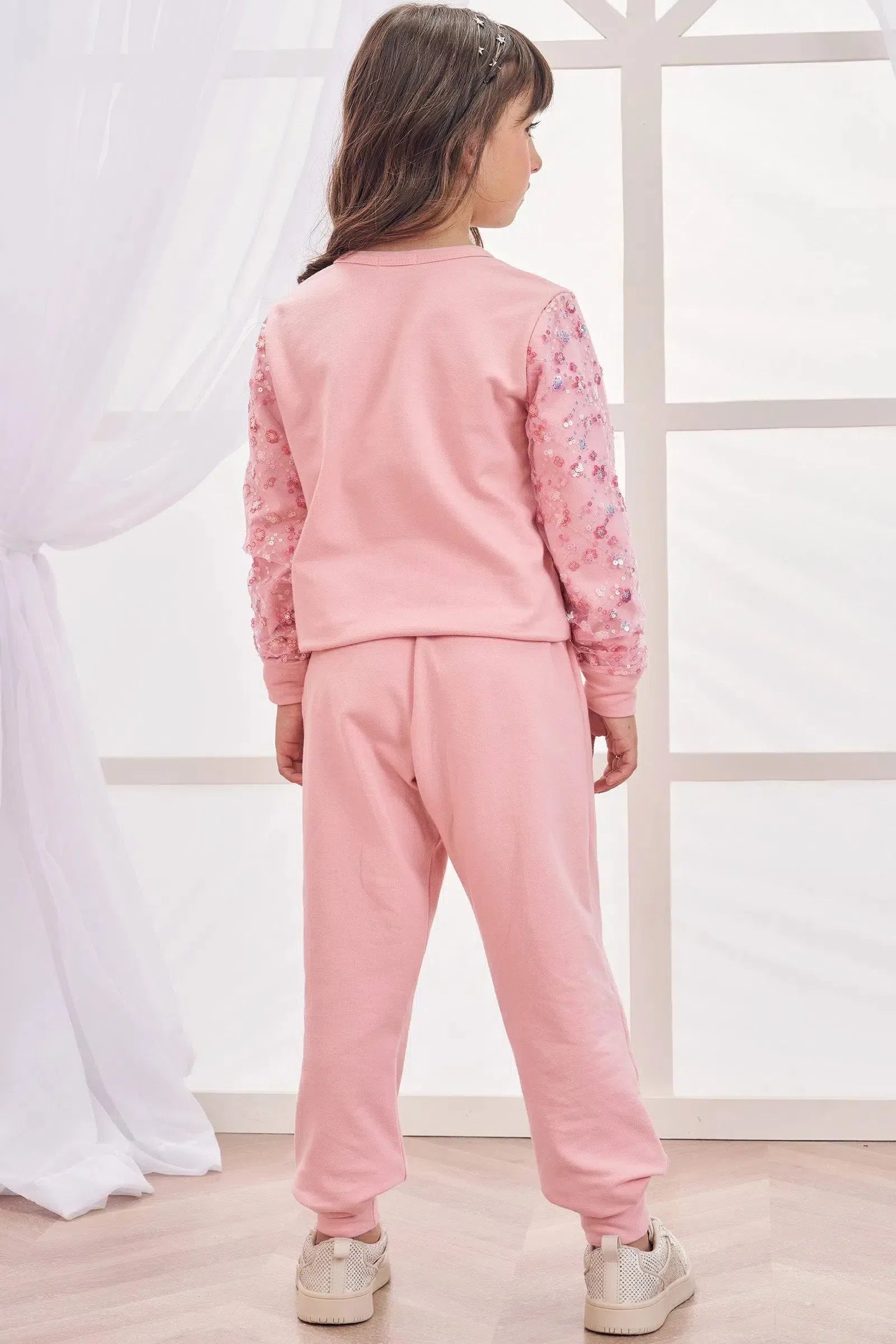 Conjunto de Blusão e Calça em Molecotton e Tule Paetê 81969 Infanti Infantil Menina