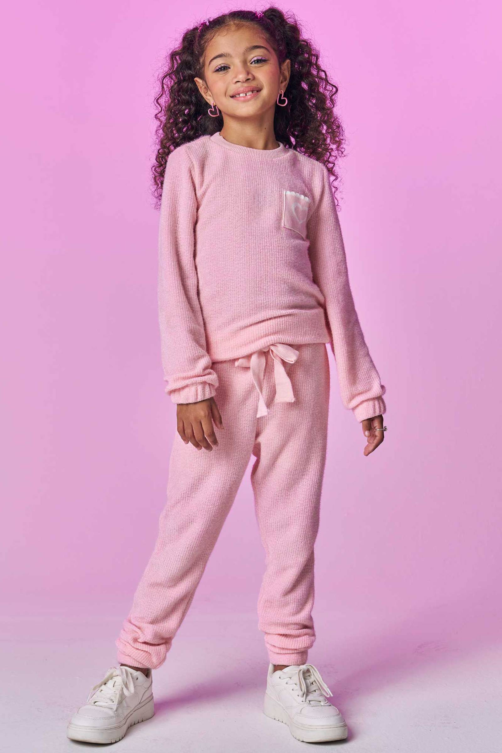 Conjunto de Blusão e Calça Jogger em Malha Tricot 80379 Infanti Infantil Menina