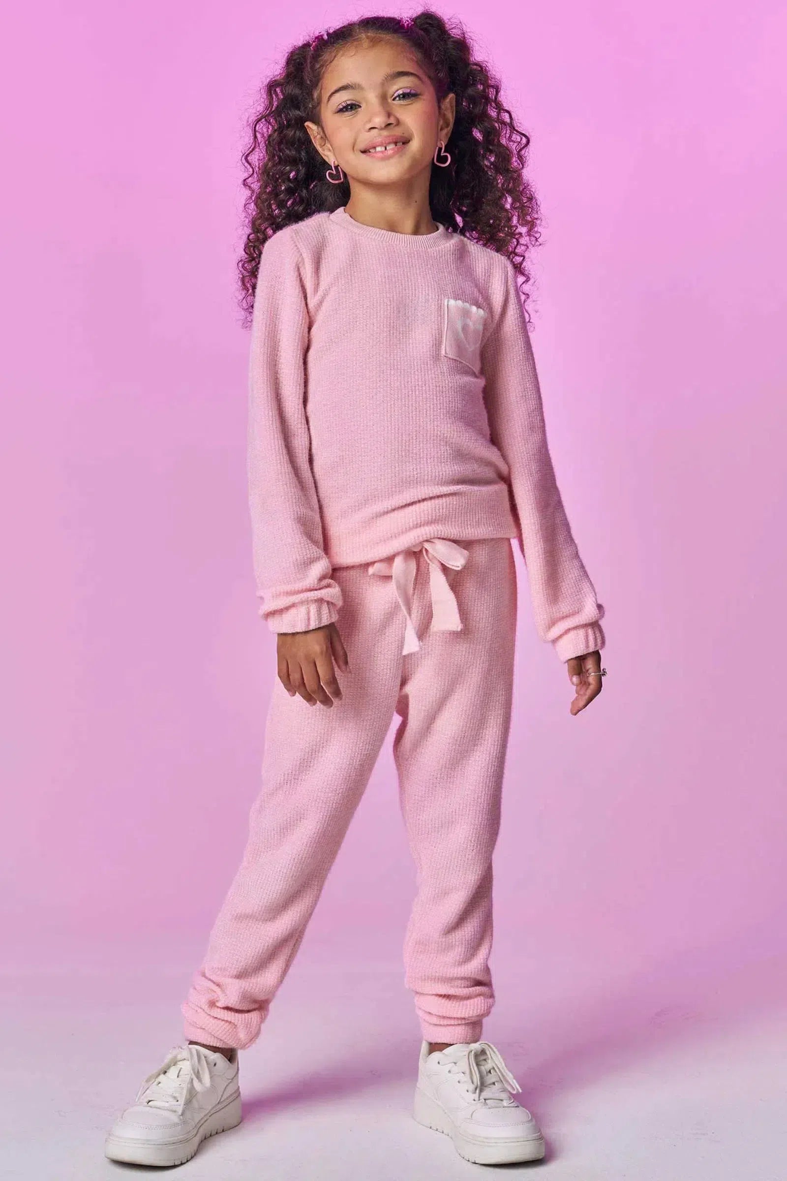 Conjunto de Blusão e Calça Jogger em Malha Tricot 80379 Infanti Infantil Menina