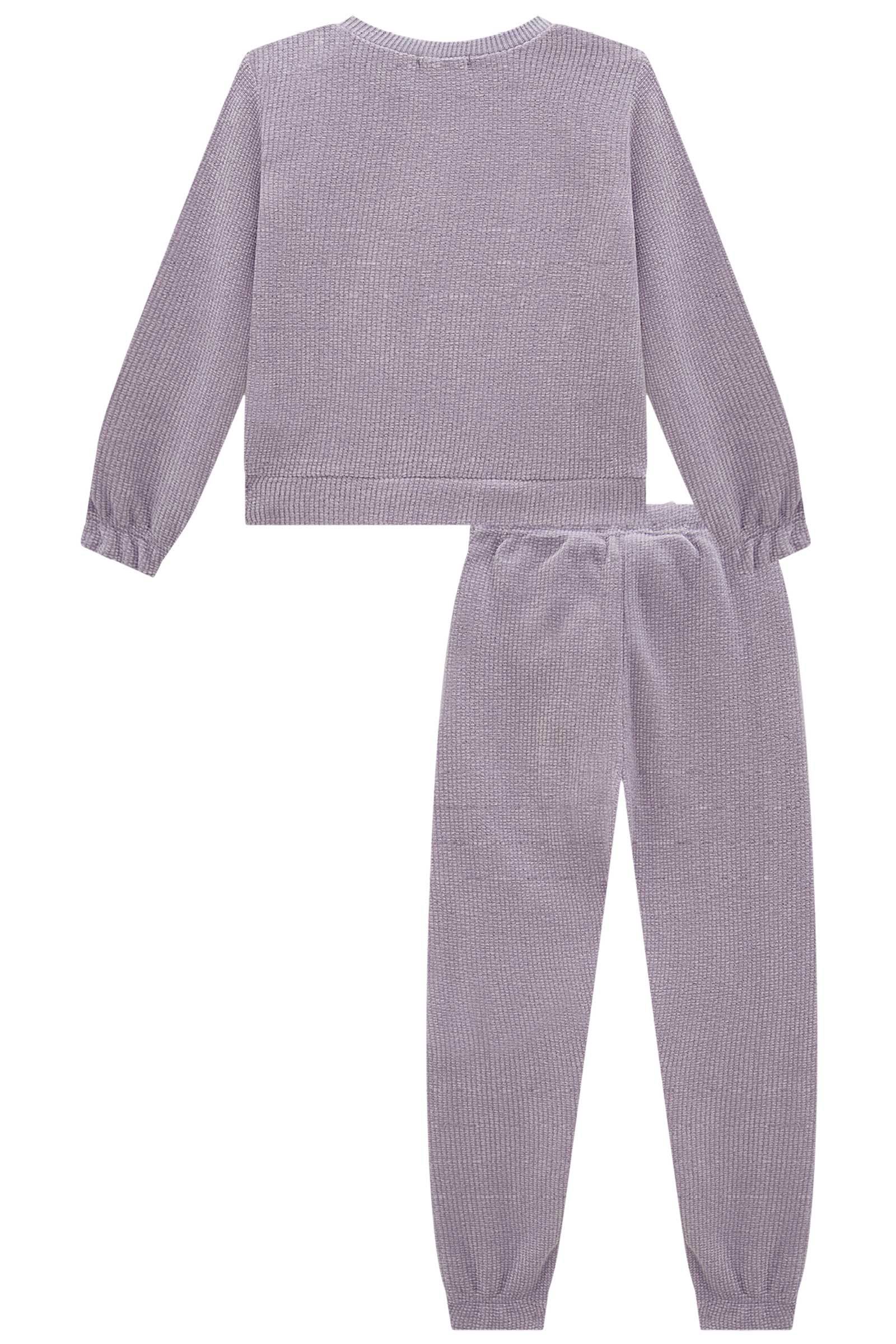 Conjunto de Blusão e Calça Jogger em Malha Tricot 80379 Infanti Infantil Menina