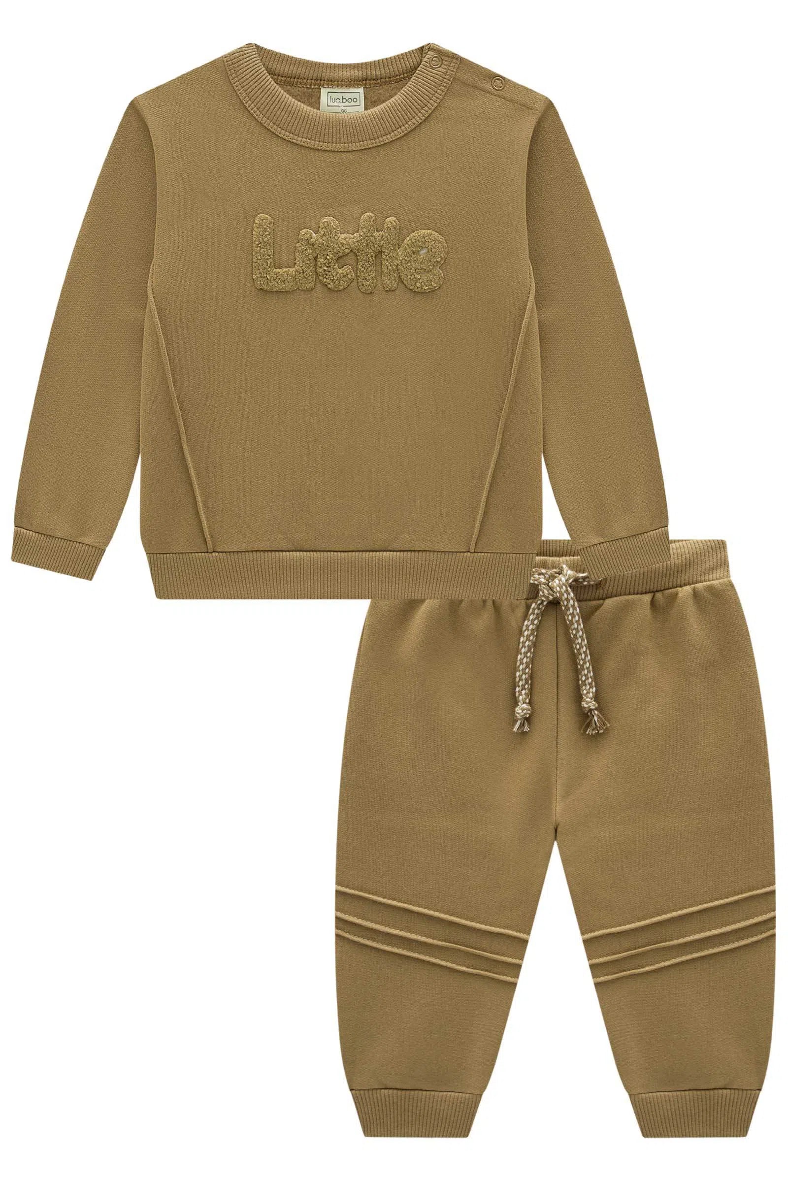 Conjunto de Blusão e Calça Jogger em Moletom com Pelúcia 81065 LucBoo Bebê Menino