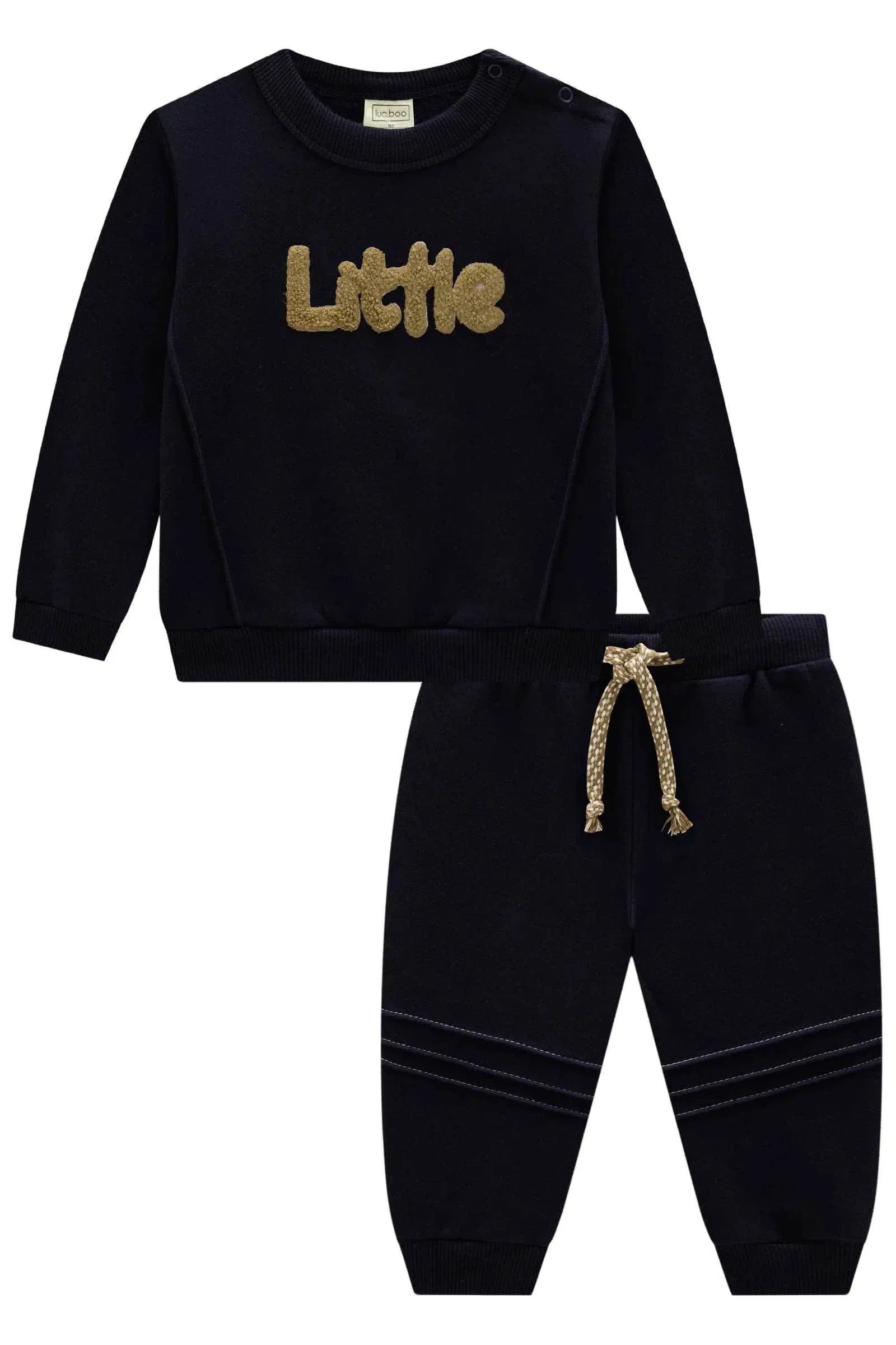 Conjunto de Blusão e Calça Jogger em Moletom com Pelúcia 81065 LucBoo Bebê Menino