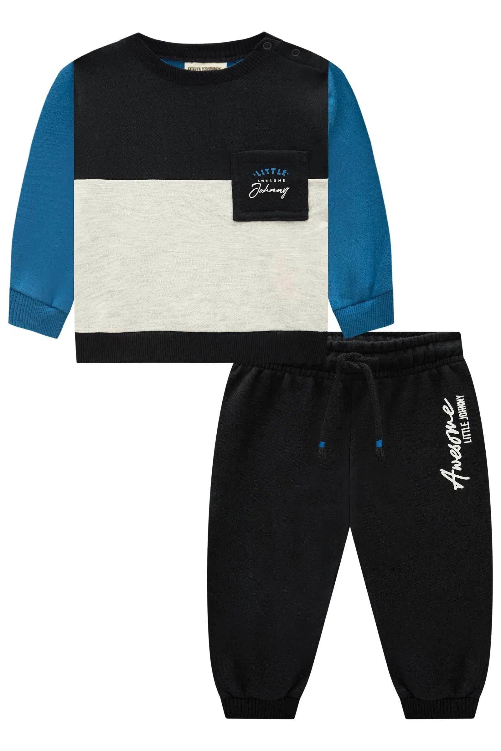 Conjunto de Blusão e Calça Jogger em Moletom com Pelúcia 71508 Johnny Fox