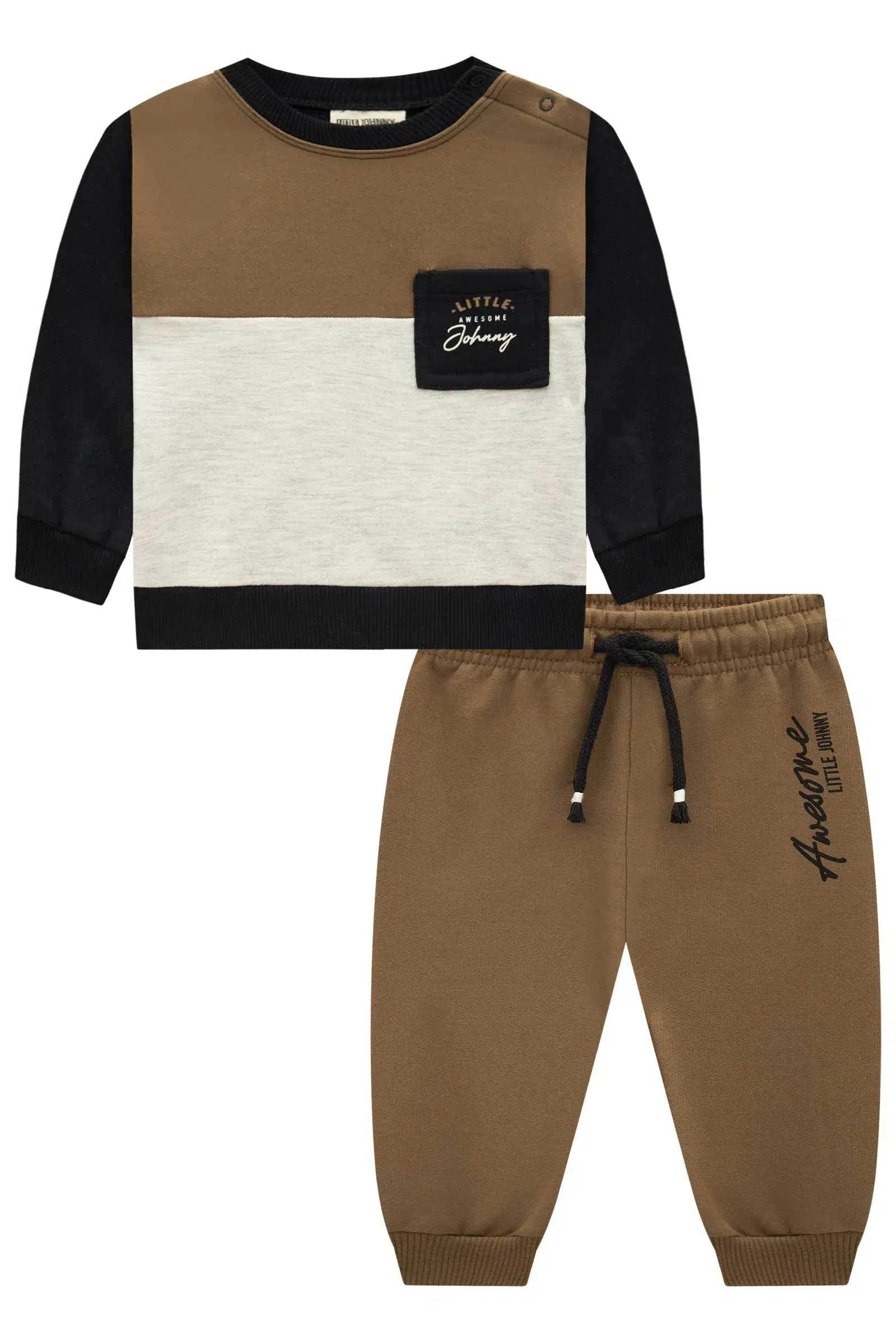 Conjunto de Blusão e Calça Jogger em Moletom com Pelúcia 71508 Johnny Fox