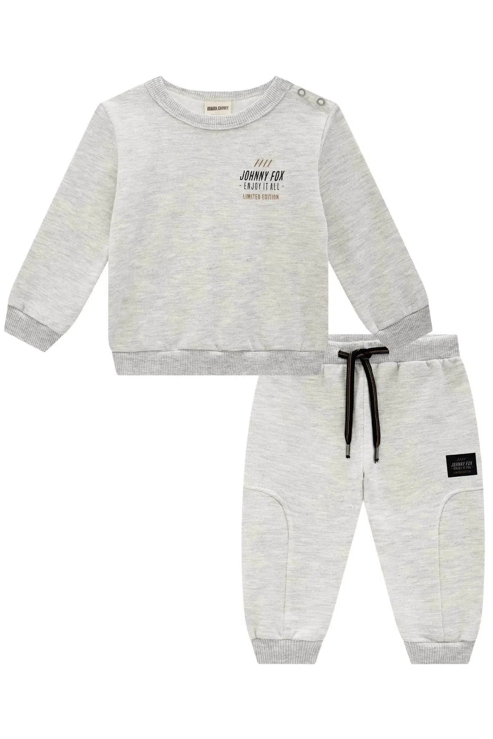 Conjunto de Blusão e Calça Jogger em Moletom com Pelúcia 79656 Johnny Fox Bebê Menino