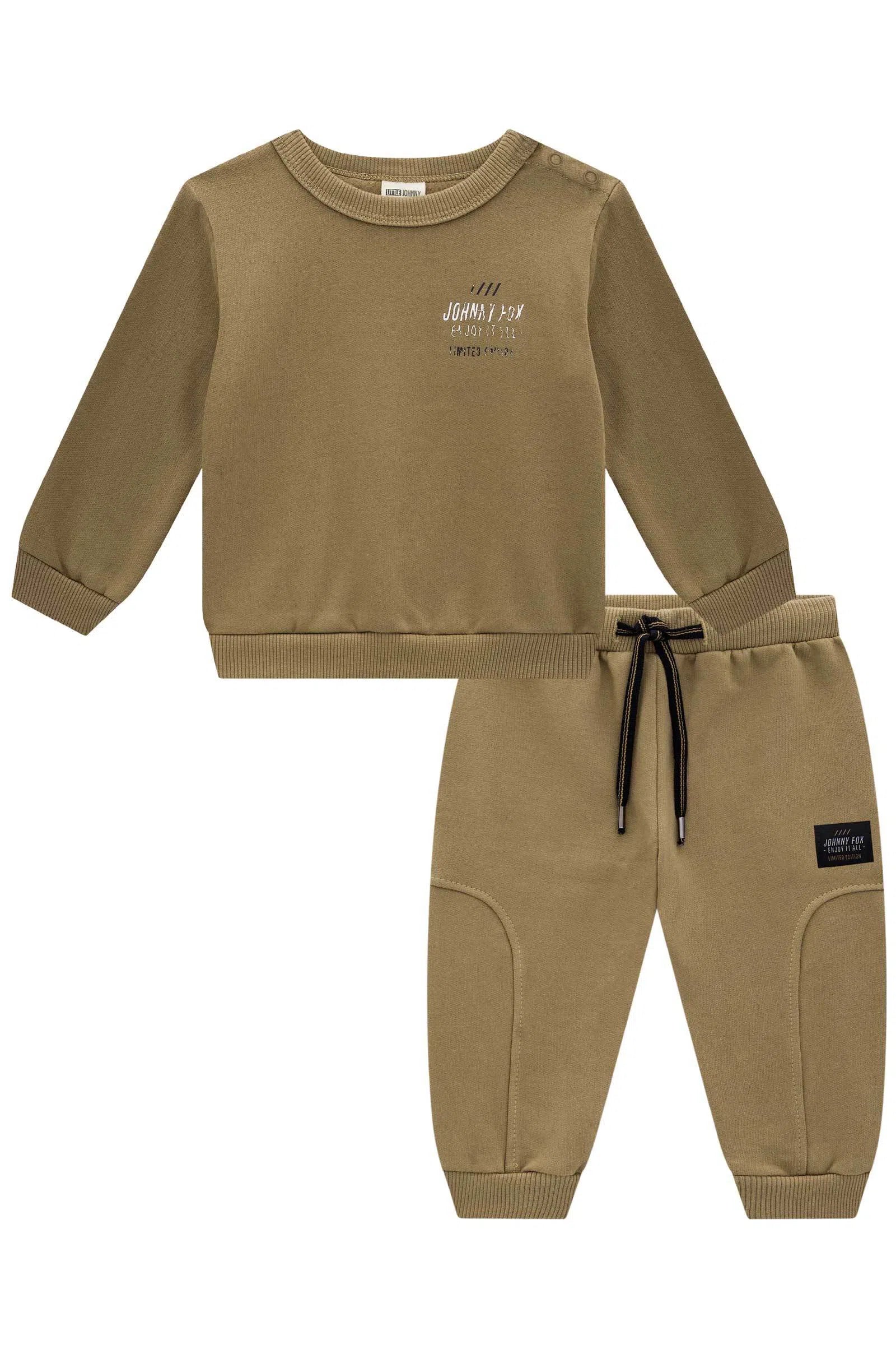 Conjunto de Blusão e Calça Jogger em Moletom com Pelúcia 79656 Johnny Fox Bebê Menino