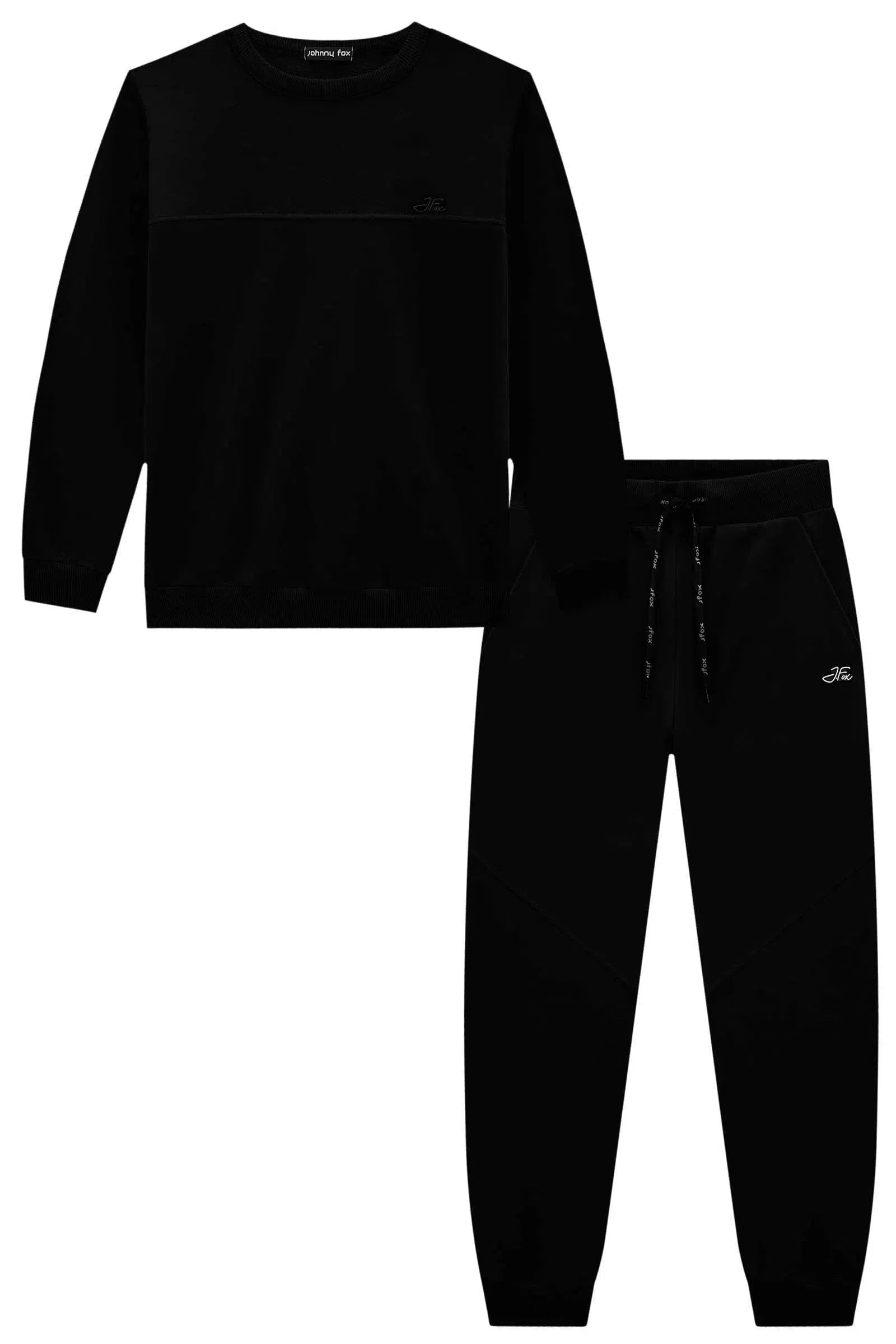 Conjunto de Blusão e Calça Jogger em Moletom sem Pelúcia 80680 Johnny Fox Teen Menino