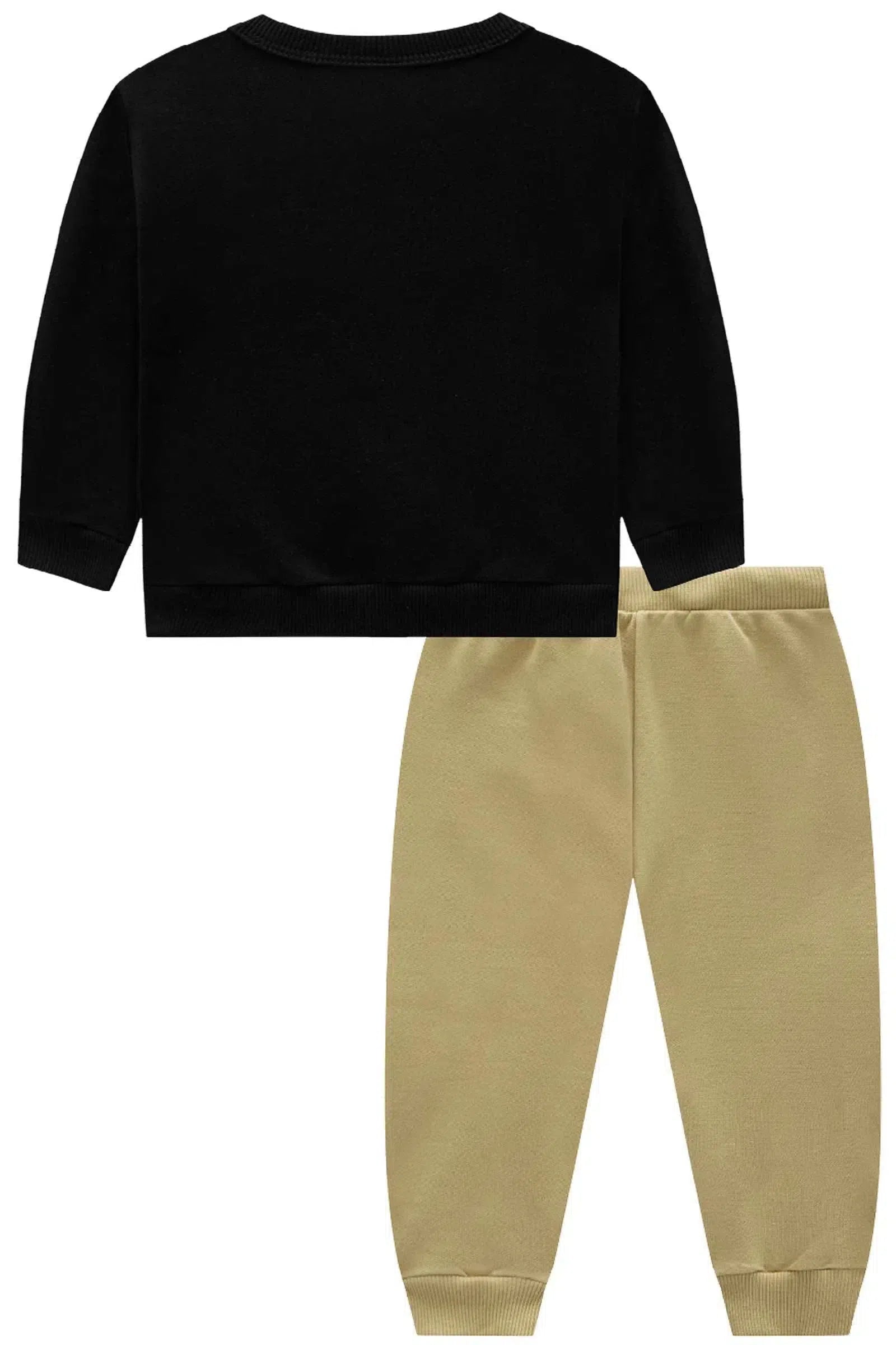 Conjunto de Blusão e Calça Jogger em Moletom sem Pelúcia 80408 Johnny Fox Bebê Menino