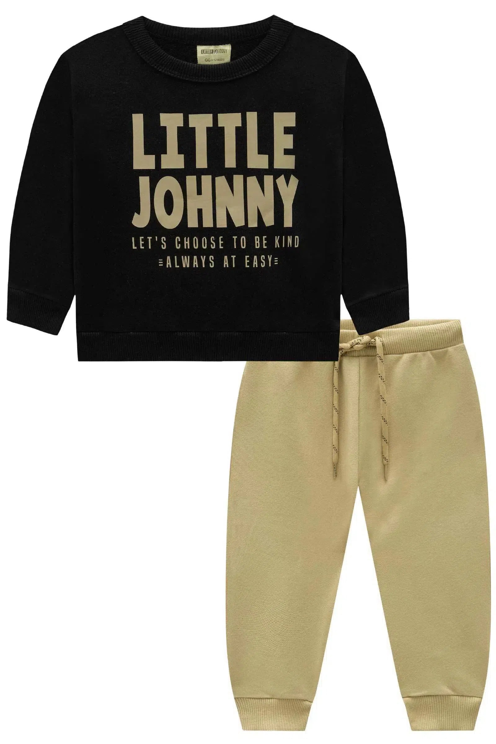 Conjunto de Blusão e Calça Jogger em Moletom sem Pelúcia 80408 Johnny Fox Bebê Menino